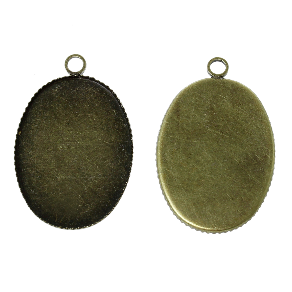 Bild von Messing Cabochon Fassung Anhänger Oval Bronzefarbe (für 25mm x 18mm) 29mm x 19mm 20 Stück