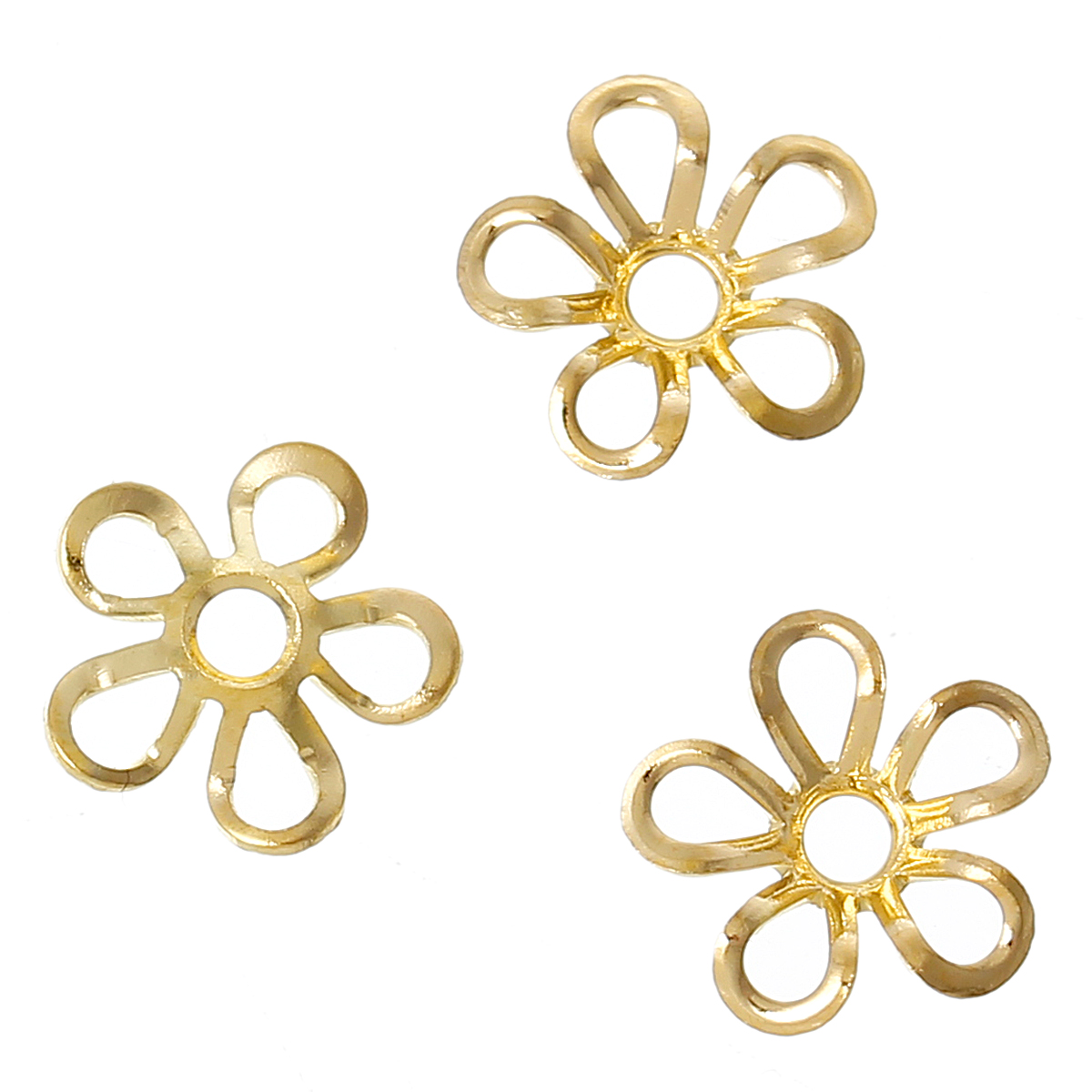 Picture of Brass Filigree Beads Caps Flower Gold Plated (Fits 16mm Beads) 9mm( 3/8") x 9mm( 3/8"), 200 PCs