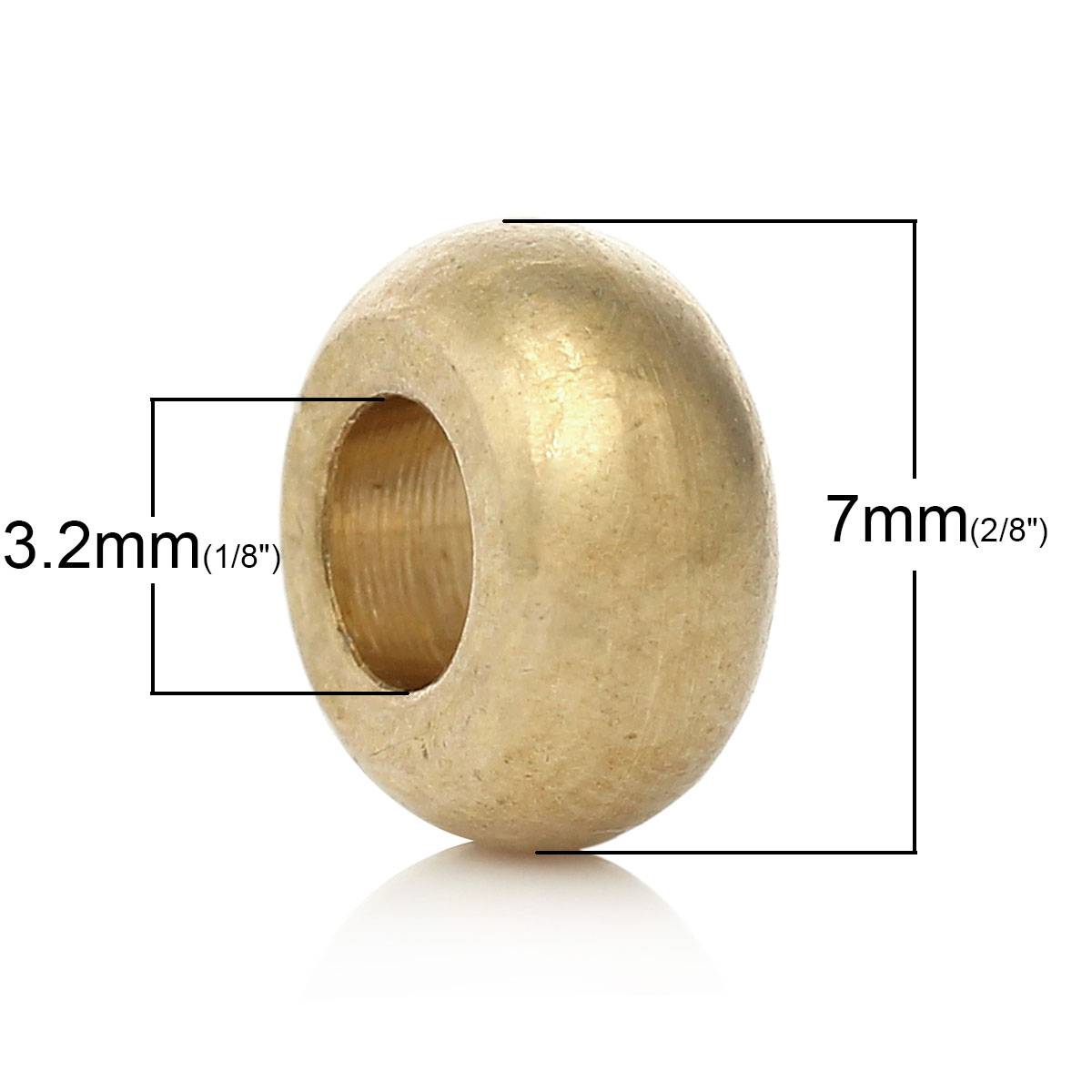 Picture of Brass Spacer Beads Barrel Brass Unplated Original Color About 7mm( 2/8") x 3mm( 1/8"), Hole:Approx 3.2mm, 200 PCs