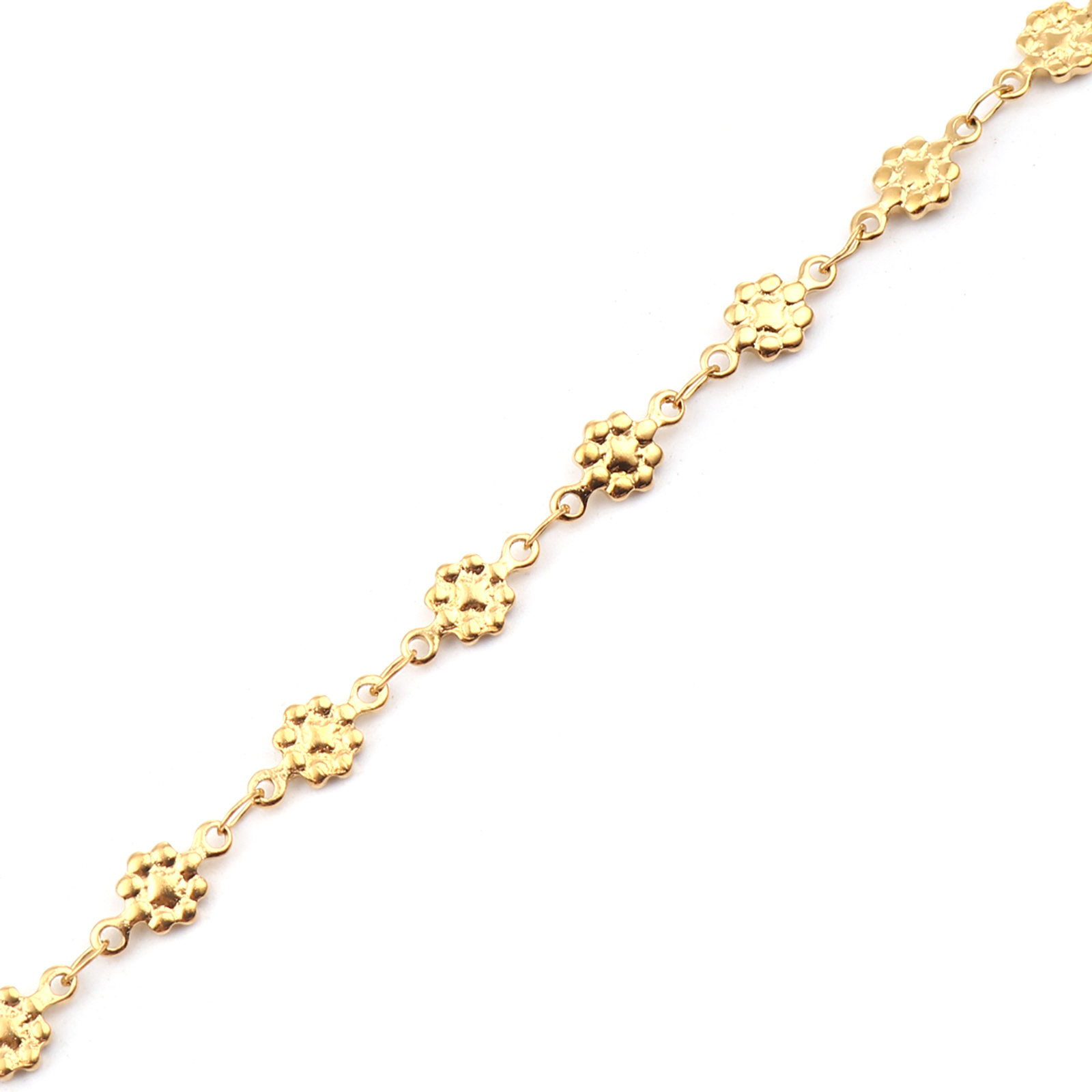 Picture of 1 Piece Vacuum Plating 304 Stainless Steel Anklet Gold Plated Flower Heart