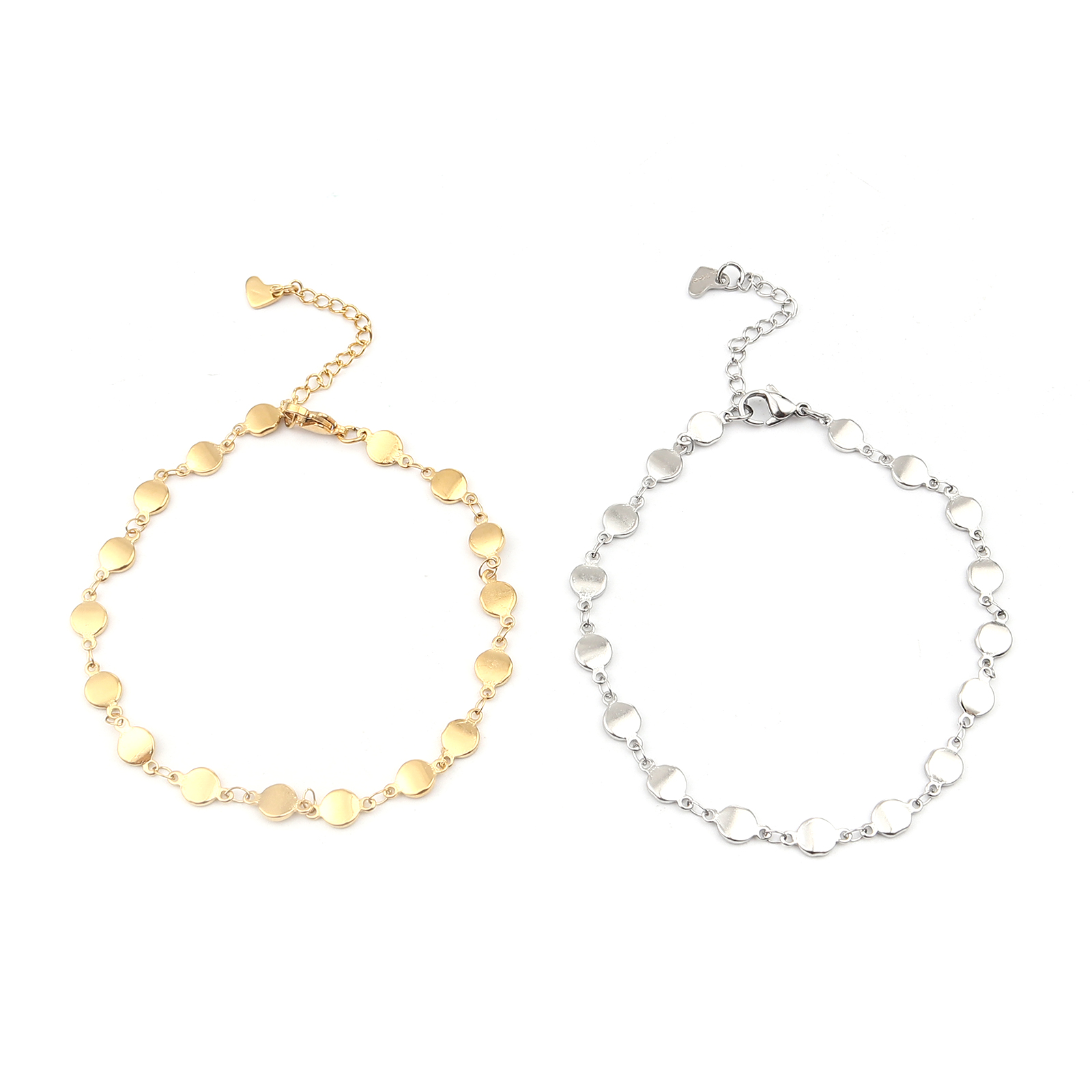 Picture of 1 Piece Vacuum Plating 304 Stainless Steel Anklet Gold Plated Round Heart