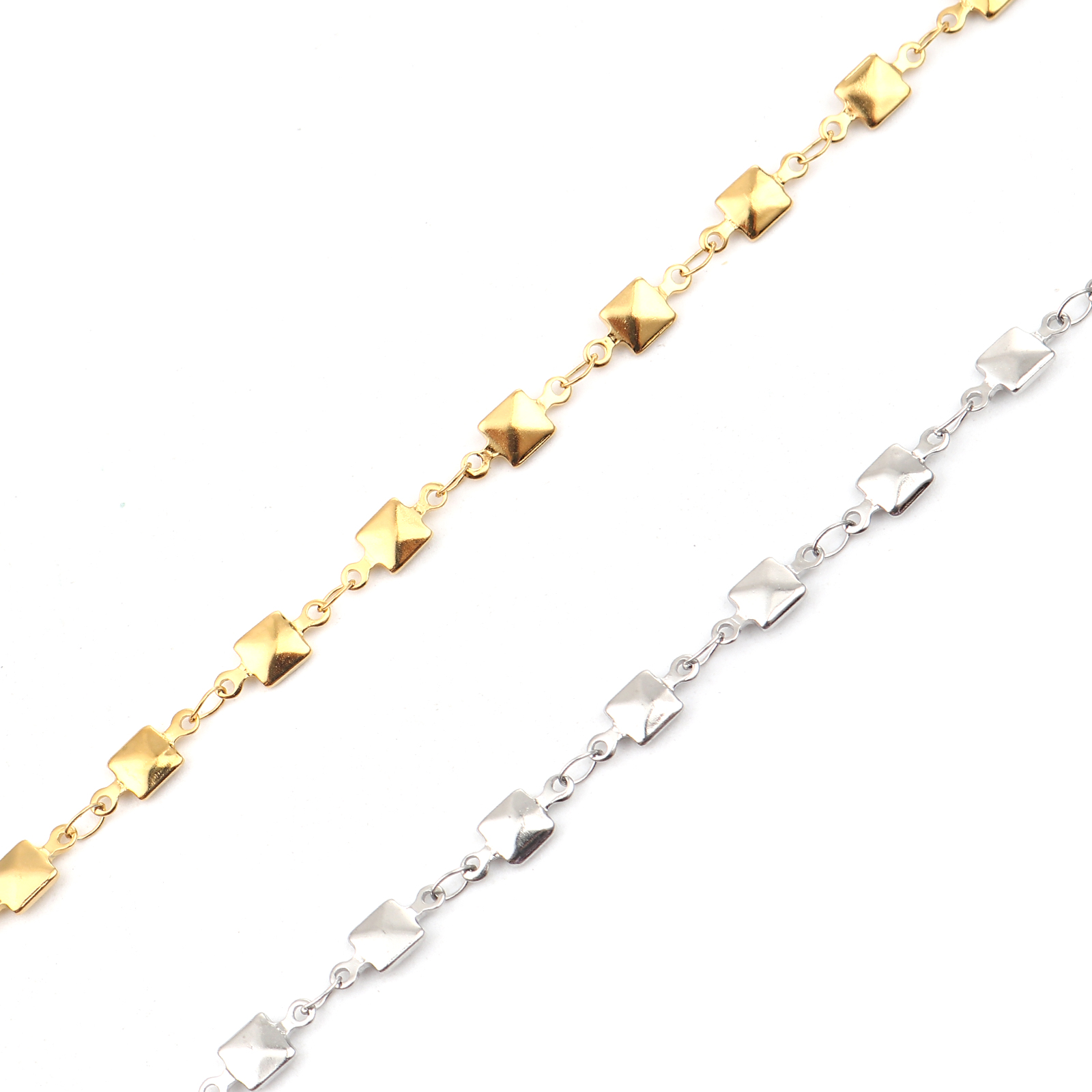 Picture of 1 Piece Vacuum Plating 304 Stainless Steel Anklet Gold Plated Square Heart