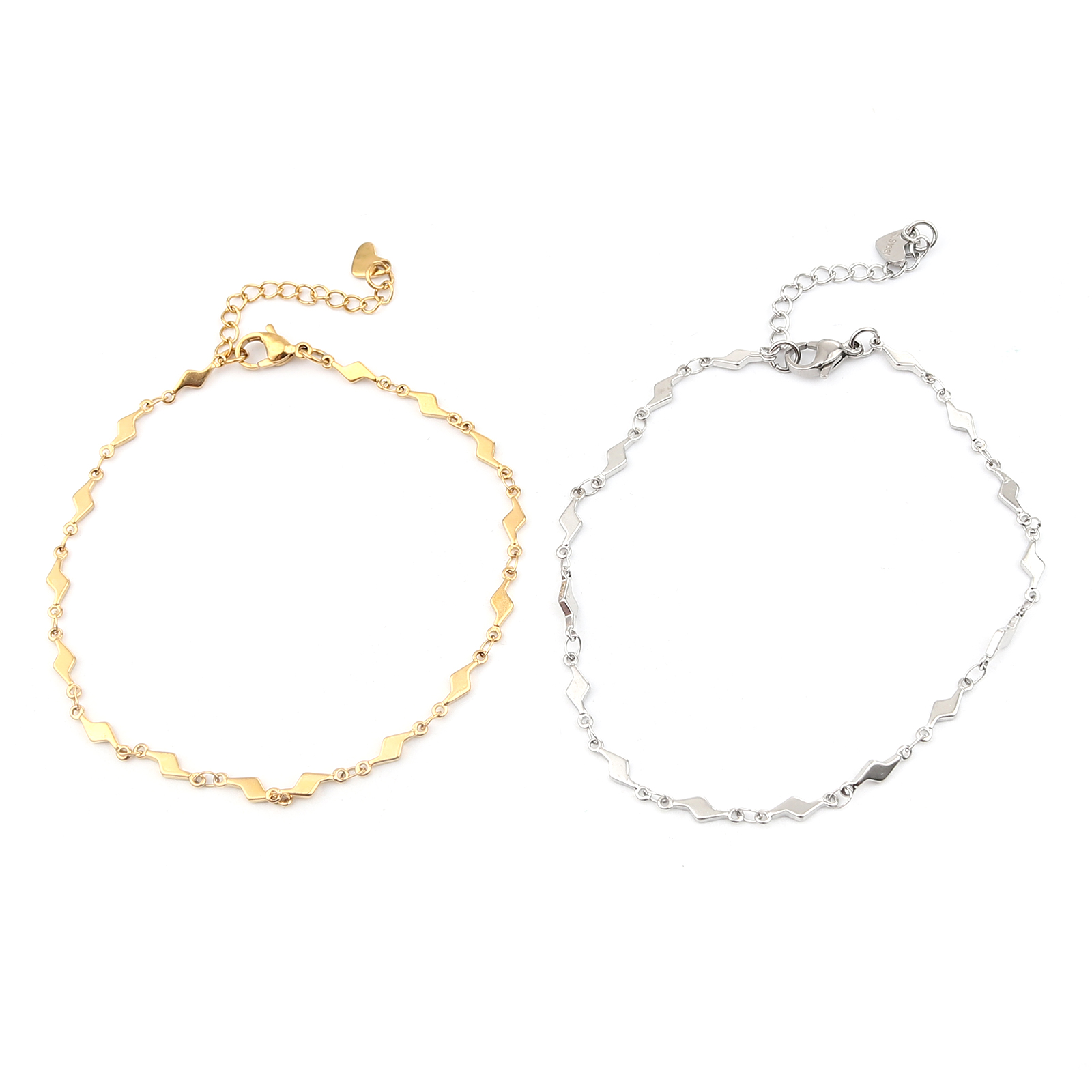 Picture of 1 Piece Vacuum Plating 304 Stainless Steel Anklet Gold Plated Lightning Heart