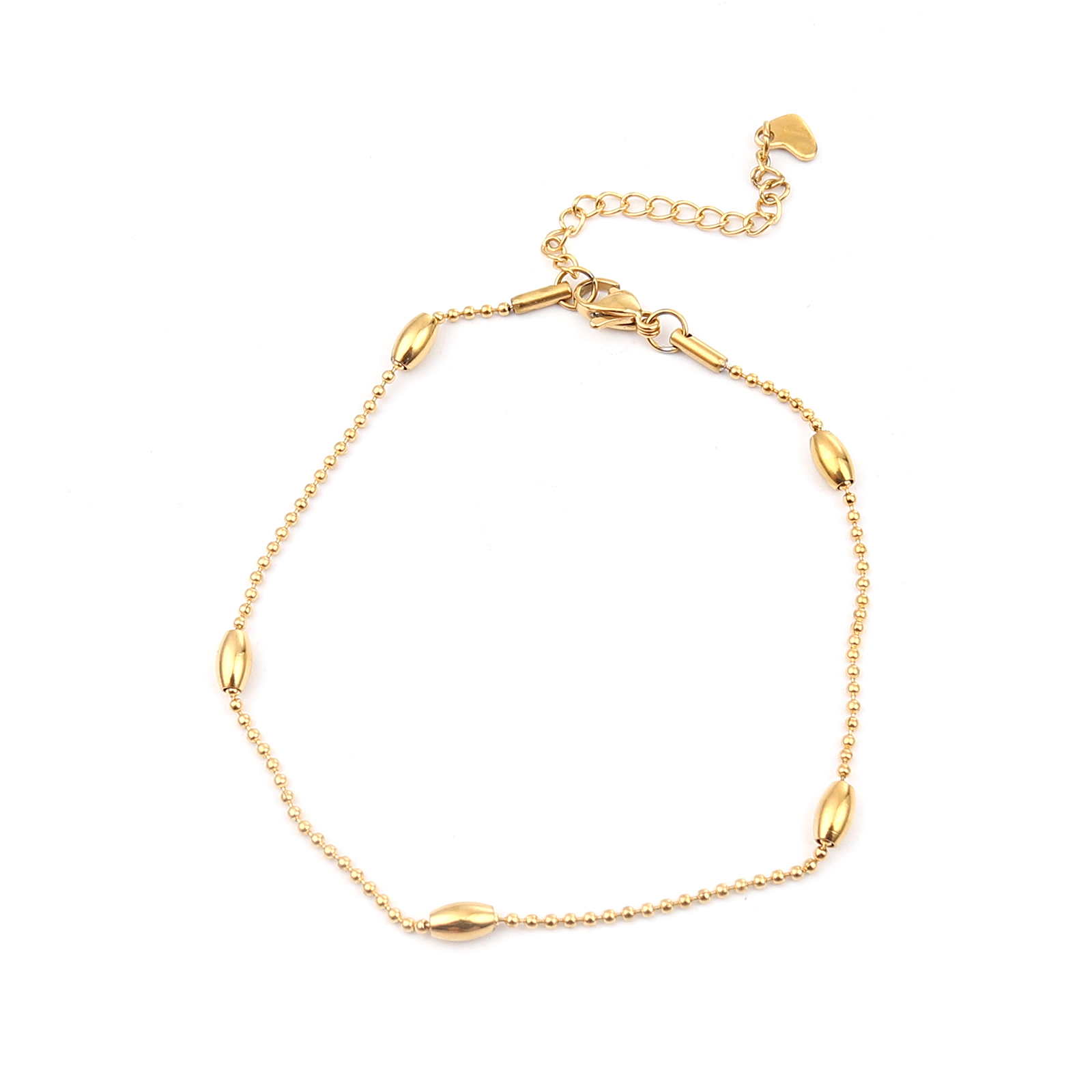 Imagen de 304 Stainless Steel Anklet Gold Plated Oval Heart 1 Piece