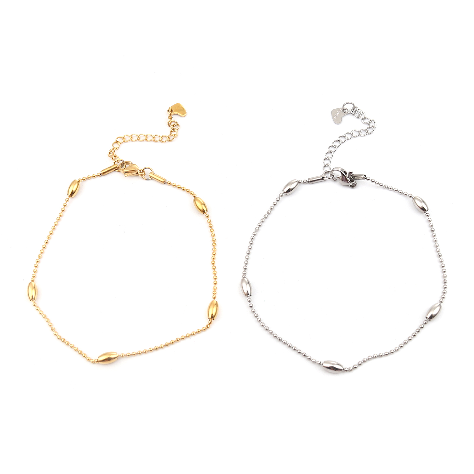 Imagen de 304 Stainless Steel Anklet Gold Plated Oval Heart 1 Piece