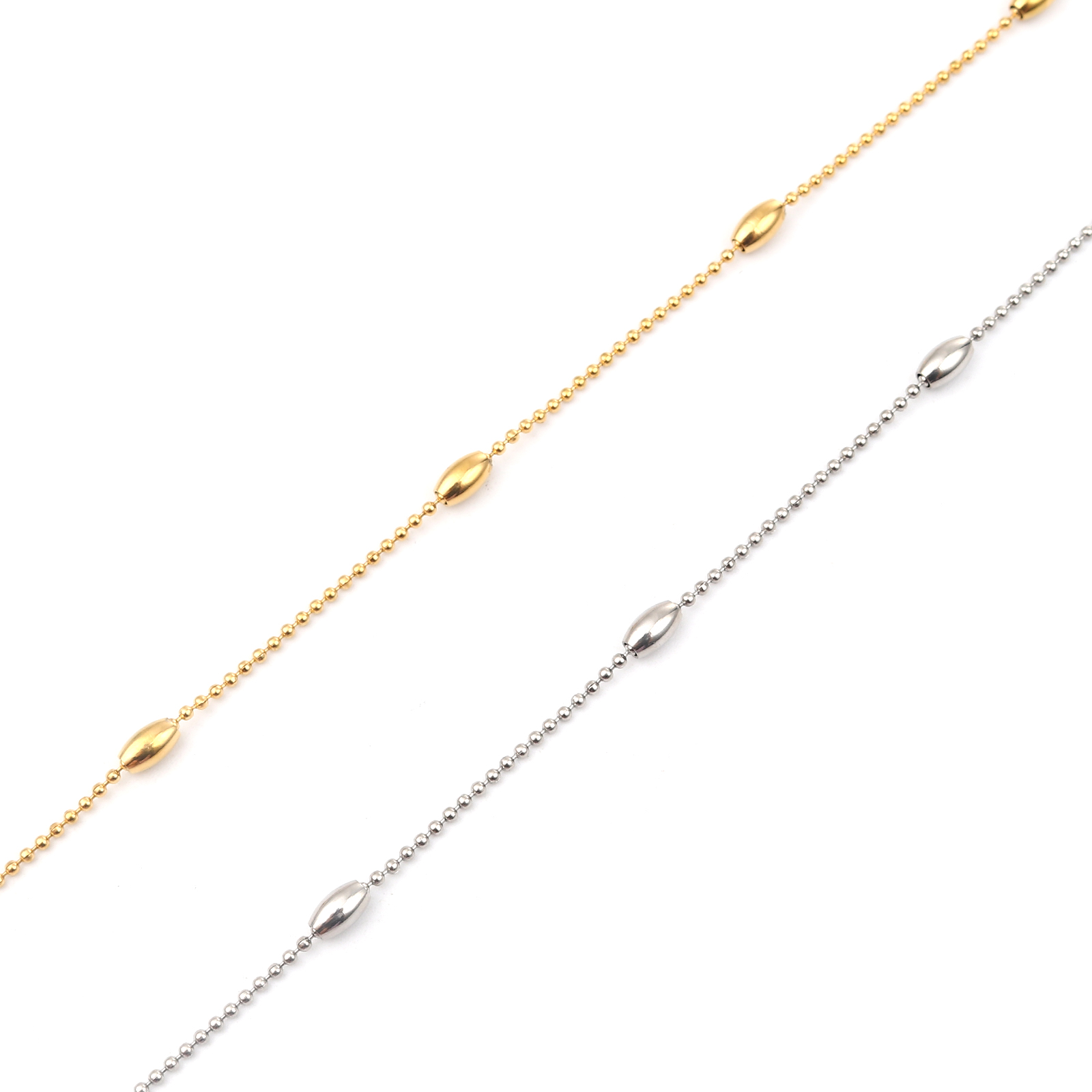 Изображение 304 Stainless Steel Anklet Silver Tone Oval Heart 1 Piece