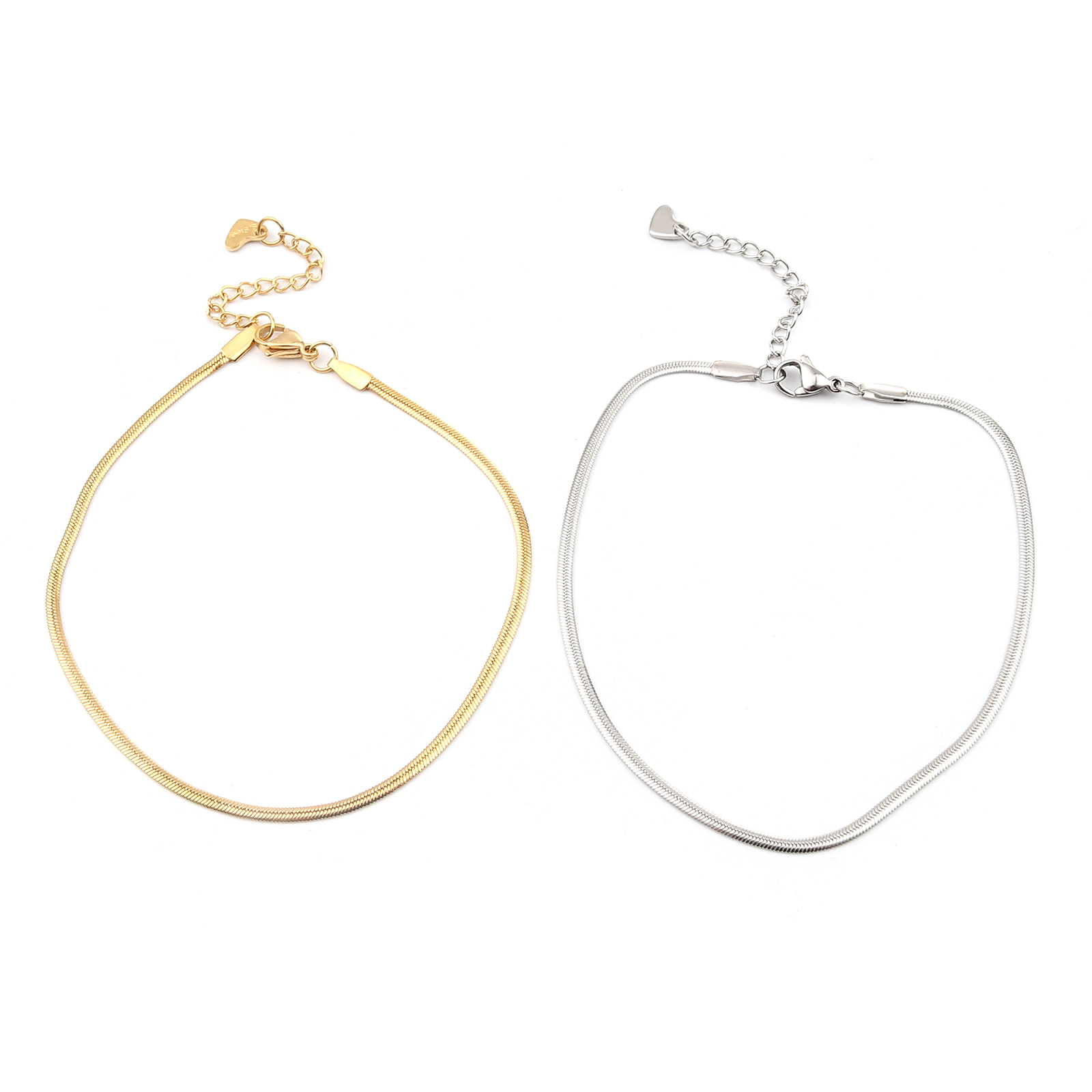 Picture of 1 Piece Vacuum Plating 304 Stainless Steel Anklet Gold Plated Heart