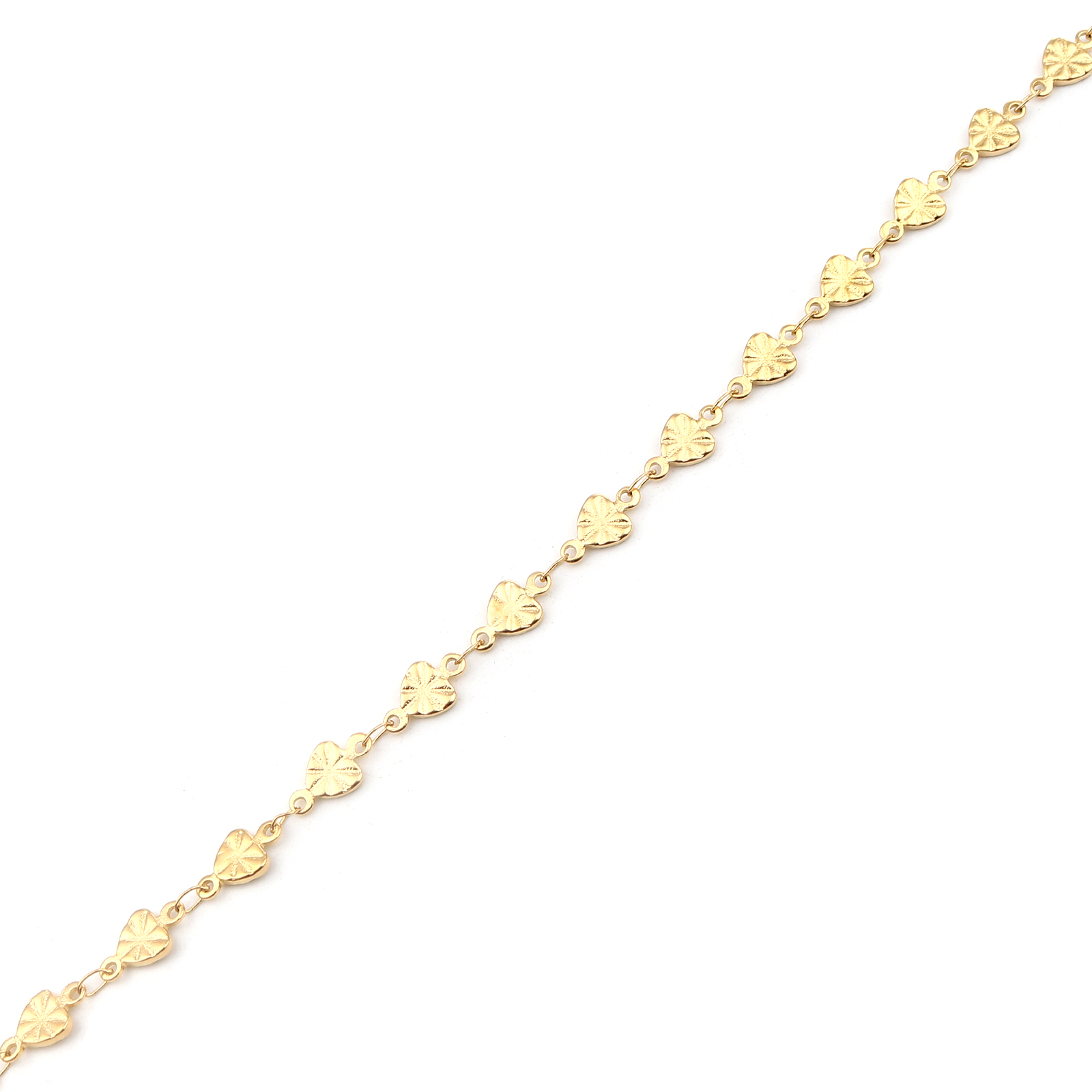 Picture of 1 Piece Vacuum Plating 304 Stainless Steel Anklet Gold Plated Heart