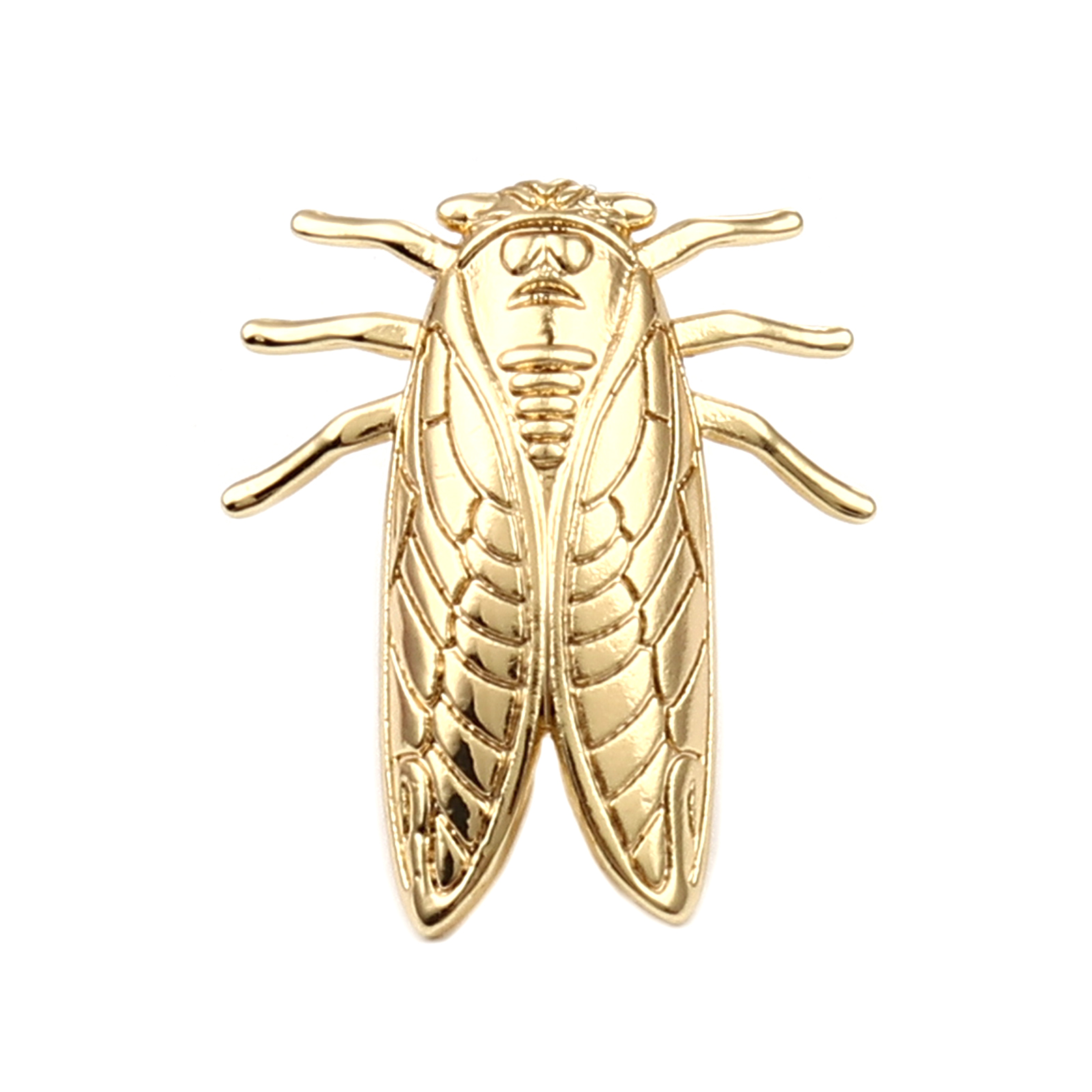 Picture of Brass Insect Ear Post Stud Earrings 18K Real Gold Plated Cicada W/ Loop 23mm x 19mm, 2 PCs
