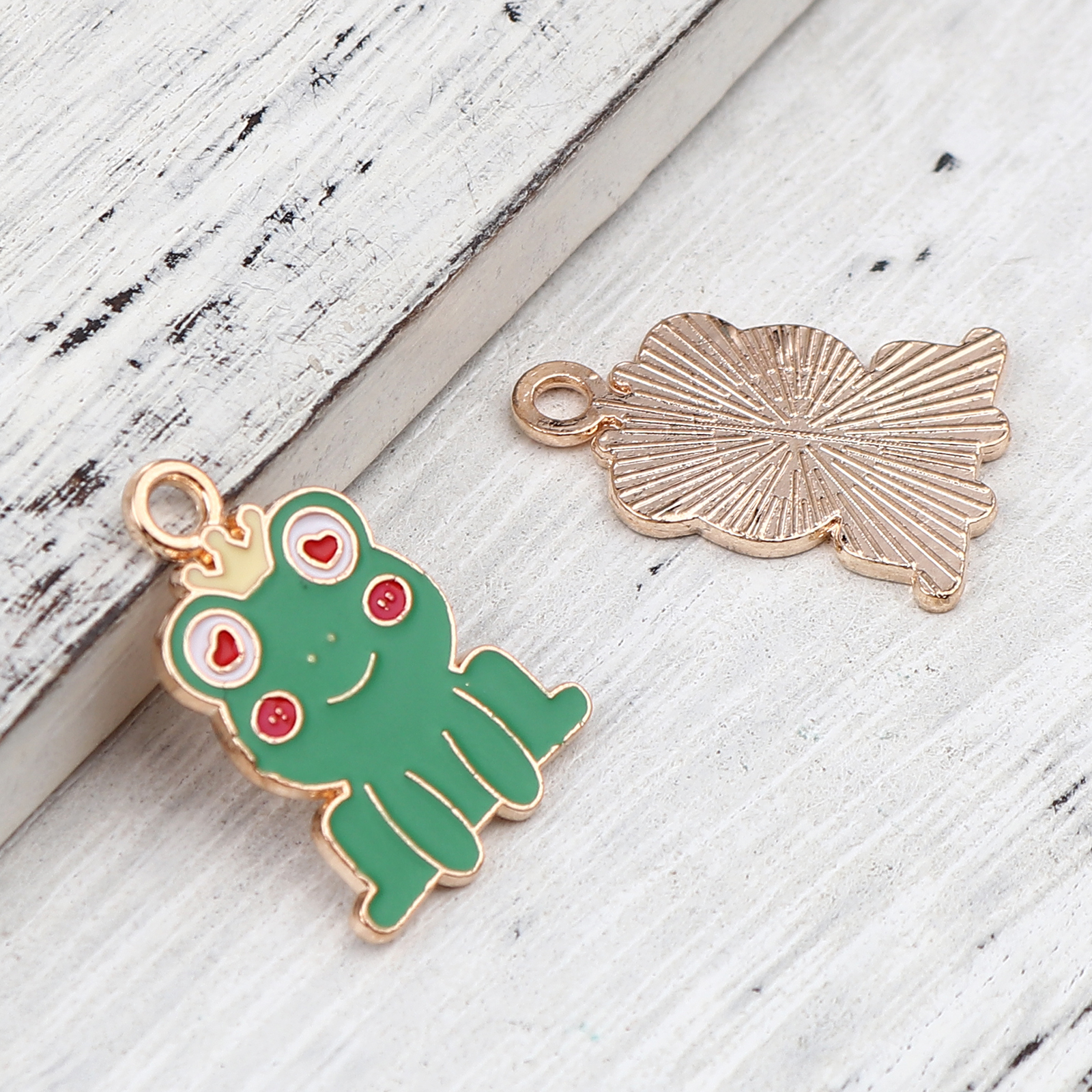 8seasons. Zinc Based Alloy Charms Frog Animal Gold Plated Green Enamel ...