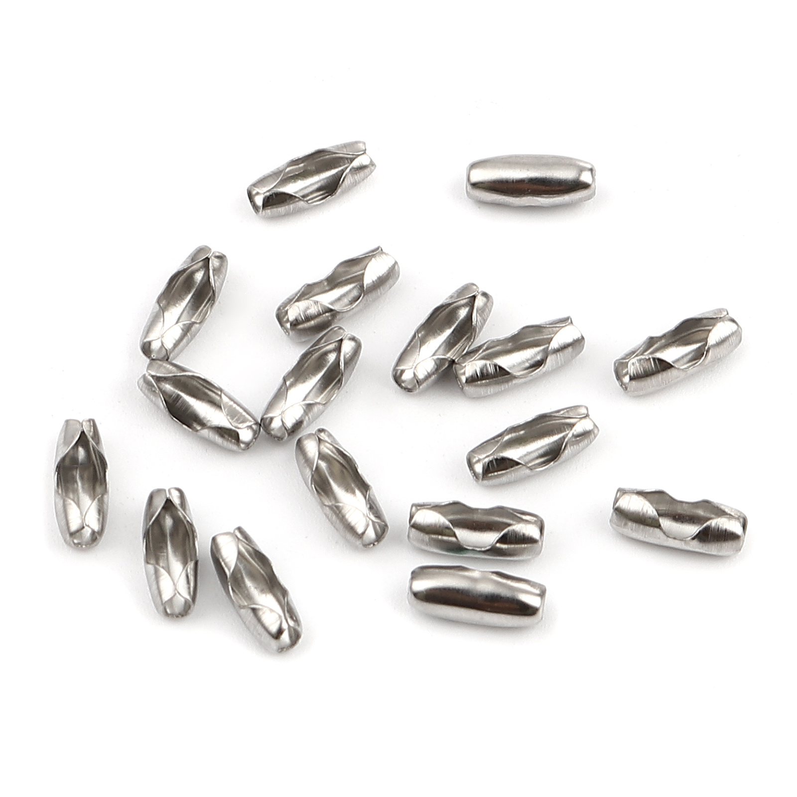 Picture of Stainless Steel Ball Chain Connectors Silver Tone 9mm x 3mm, 200 PCs