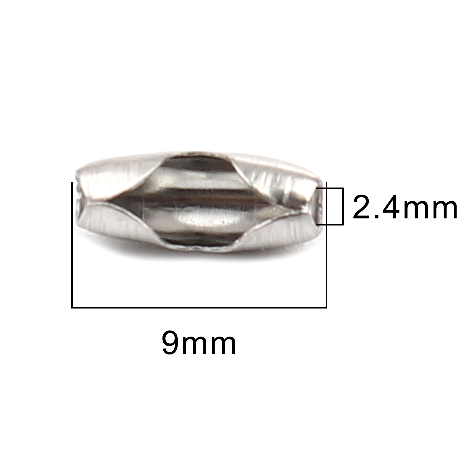 Picture of Stainless Steel Ball Chain Connectors Silver Tone 9mm x 3mm, 200 PCs