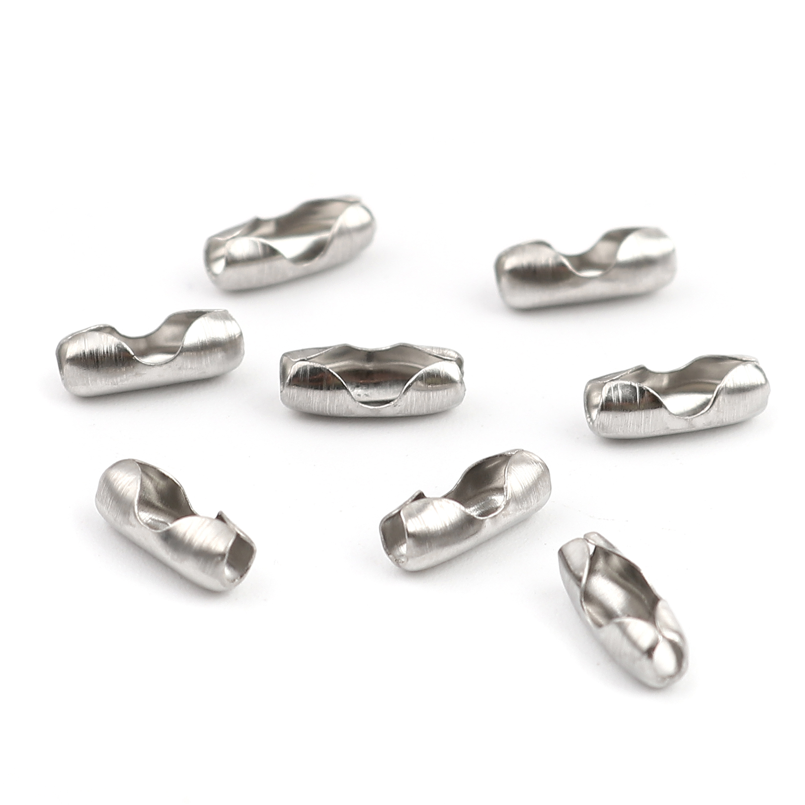 Picture of Stainless Steel Ball Chain Connectors Silver Tone 9mm x 3mm, 200 PCs