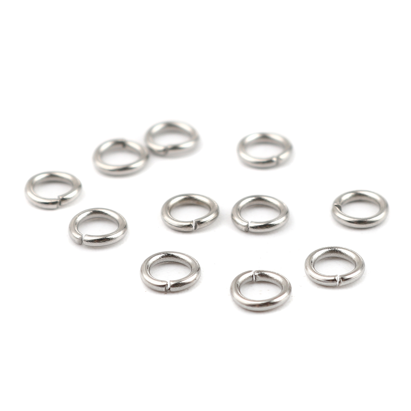 Picture of 1000 PCs 4.5mm Dia., 0.8mm(20 gauge) Stainless Steel Open Jump Rings Findings For Jewelry Making Silver Tone Round