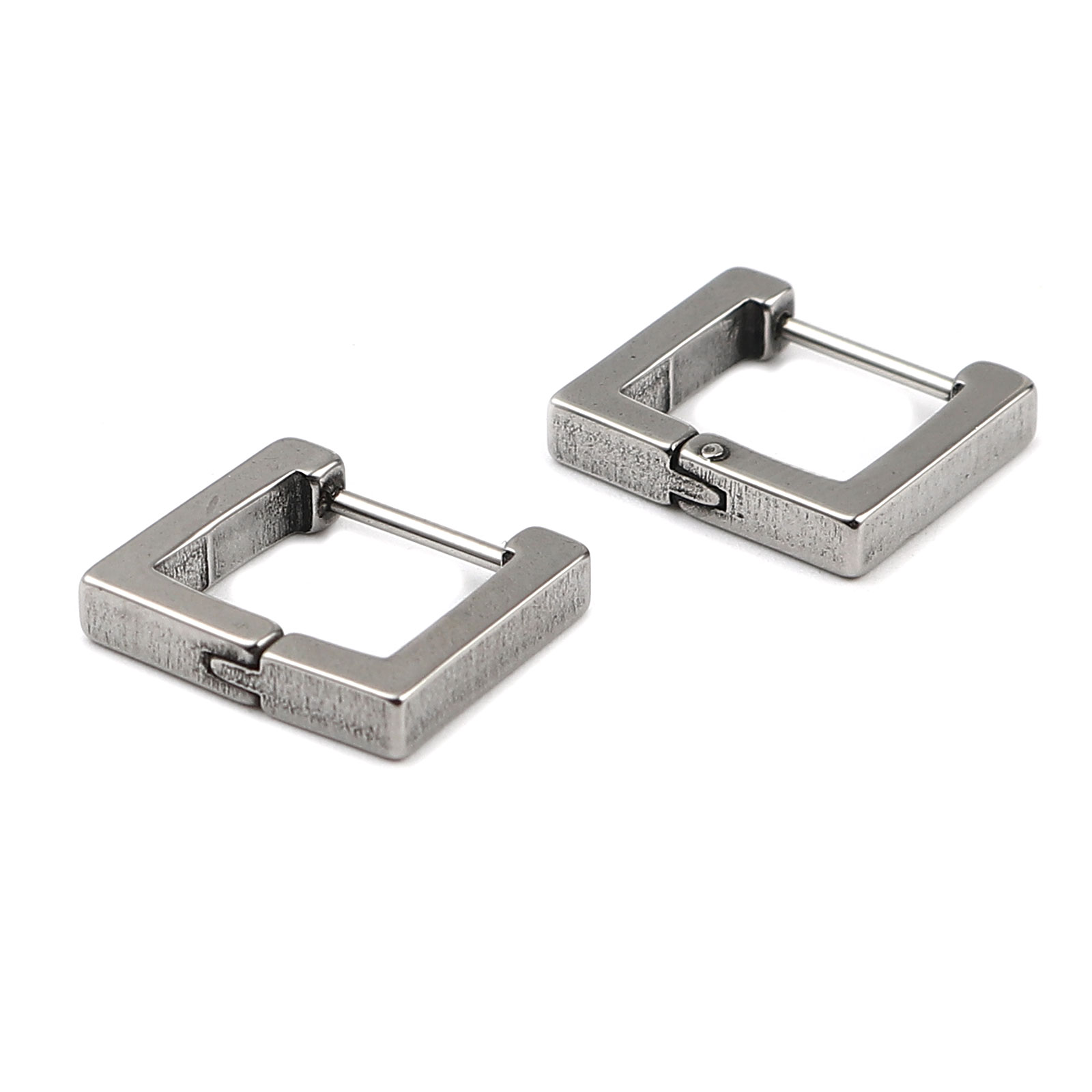 Bild von 304 Edelstahl Ohrreifen Silberfarbe Rechteck 15mm x 13mm, Drahtstärke: (19 gauge), 2 Paare