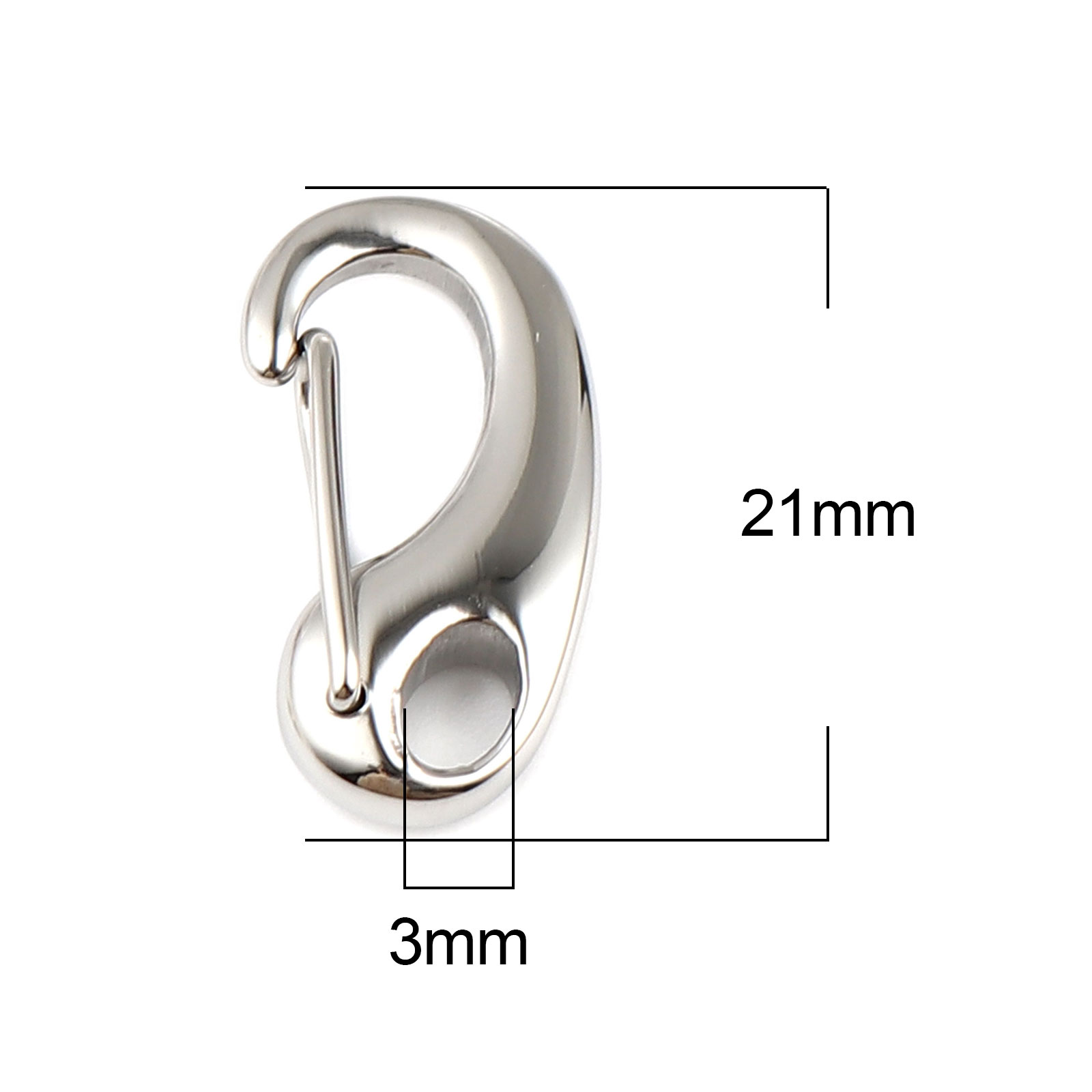 Picture of Stainless Steel Lobster Clasp Findings Silver Tone 21mm x 11mm, 3 PCs