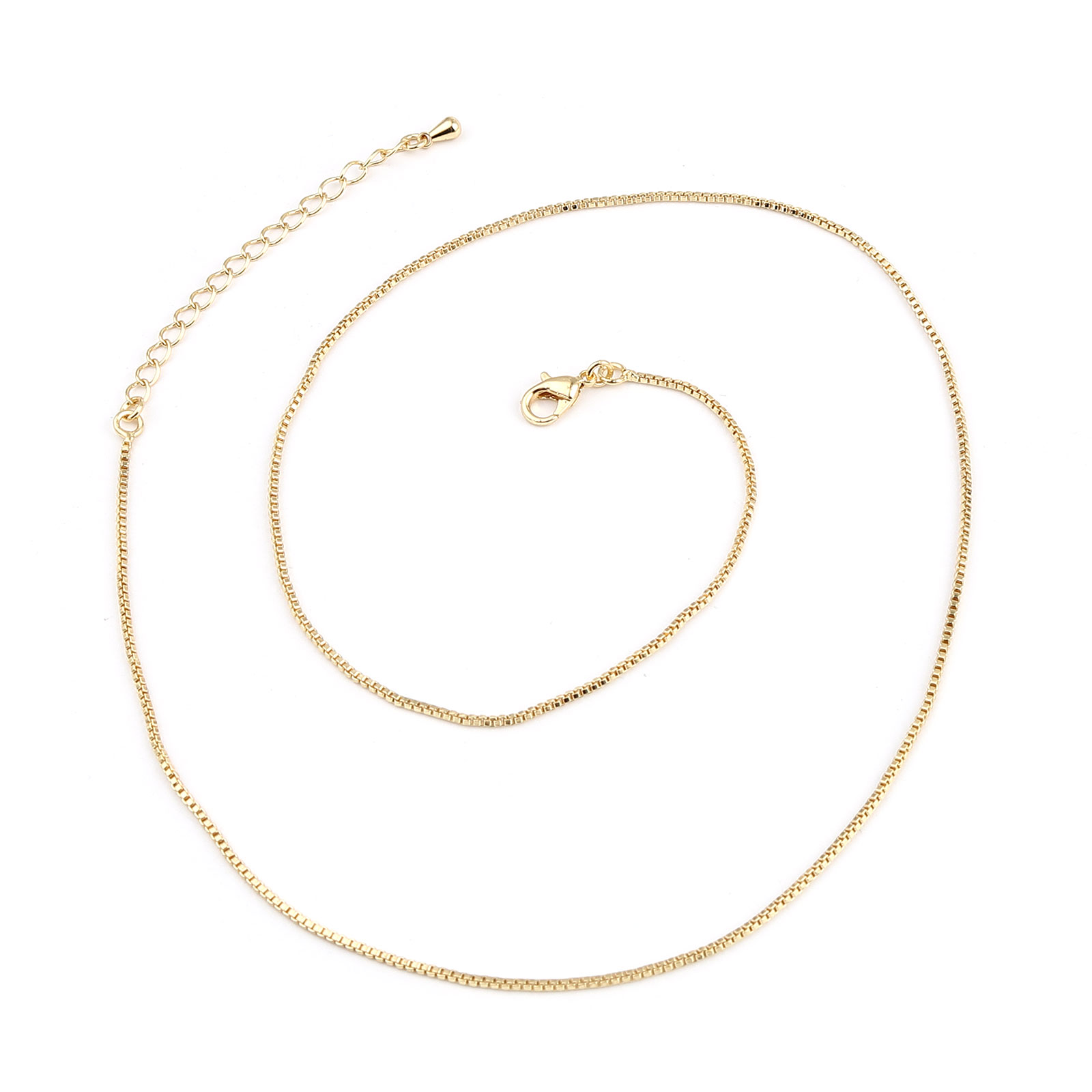 Bild von Messing-Kastenkette, 18K Echtgold plattiert, 46 cm lang, Kettengröße: 1,2 mm, 1 Stück