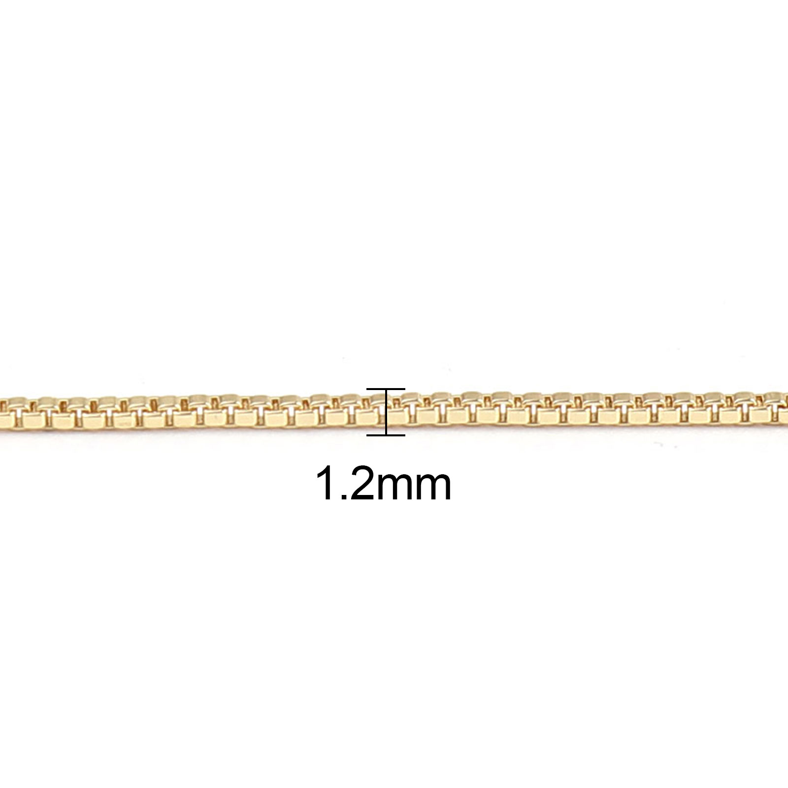 Bild von Messing-Kastenkette, 18K Echtgold plattiert, 46 cm lang, Kettengröße: 1,2 mm, 1 Stück