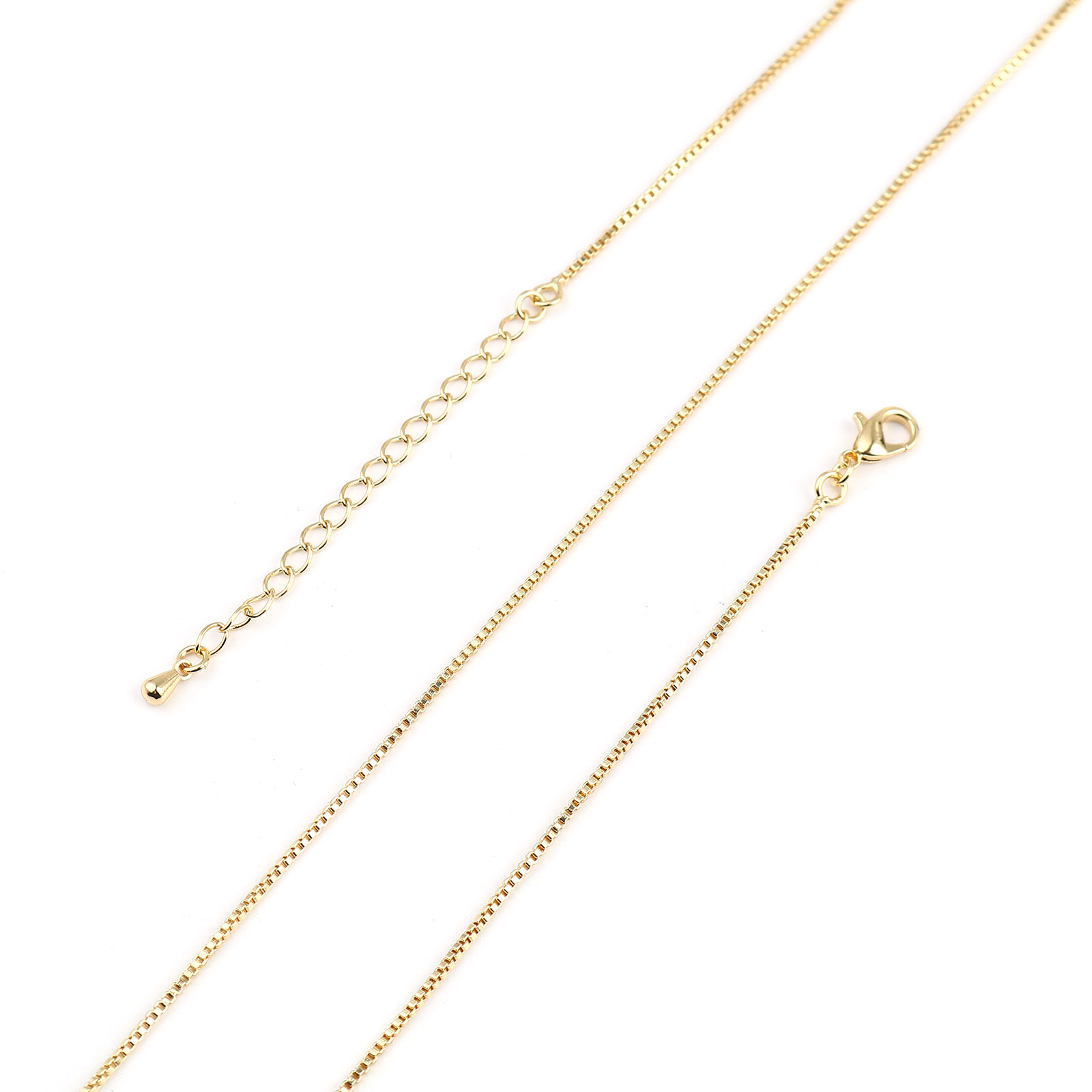 Bild von Messing-Kastenkette, 18K Echtgold plattiert, 46 cm lang, Kettengröße: 1,2 mm, 1 Stück