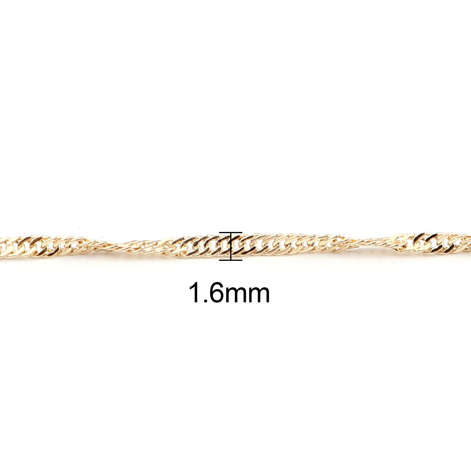 Bild von Panzerkette mit Messinggliedern, 18K Echtgold plattiert, 39 cm lang, Kettengröße: 1,6 mm, 1 Stück