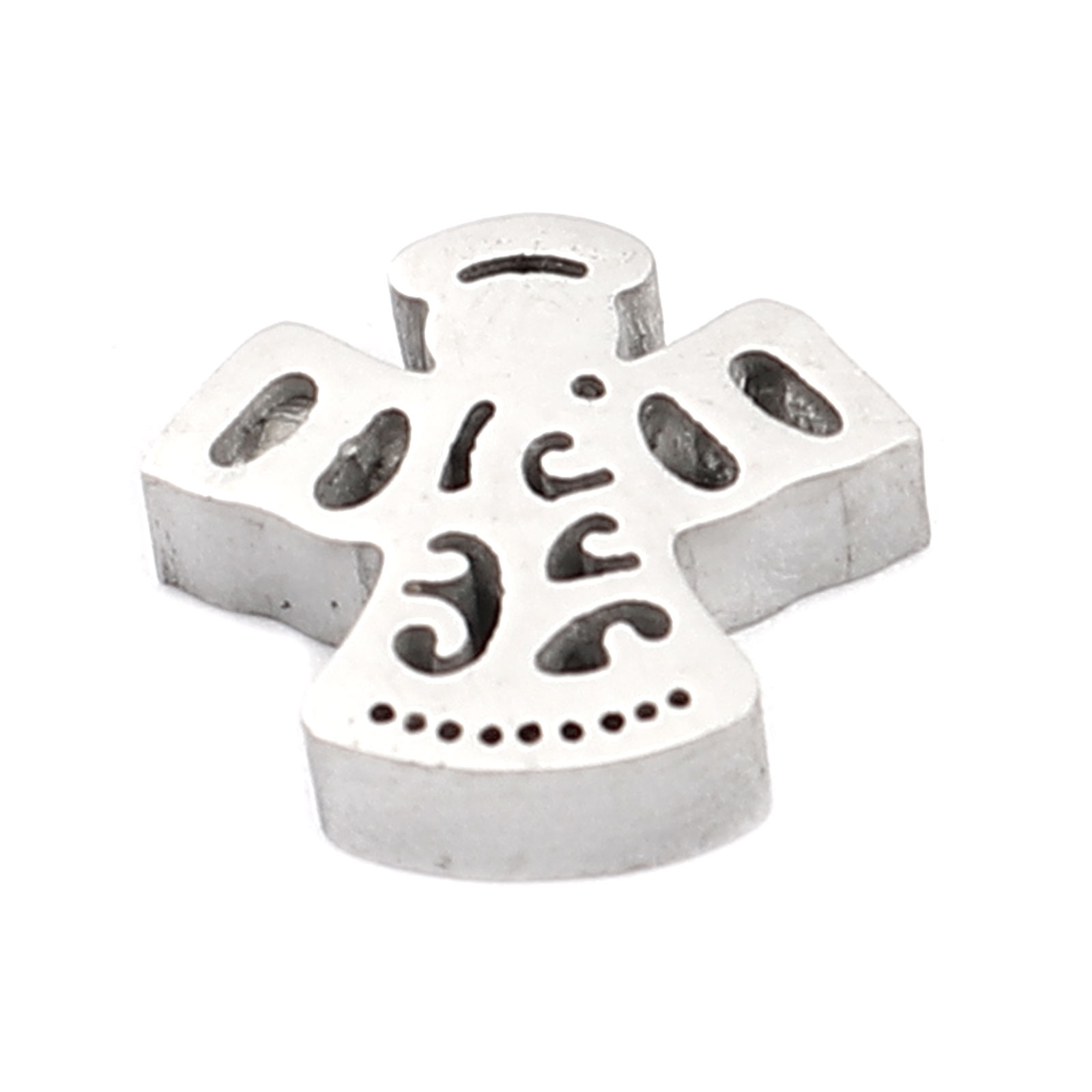 Picture of 304 Stainless Steel Religious Beads Angel Silver Tone 12mm x 10mm, Hole: Approx 1.7mm, 3 PCs