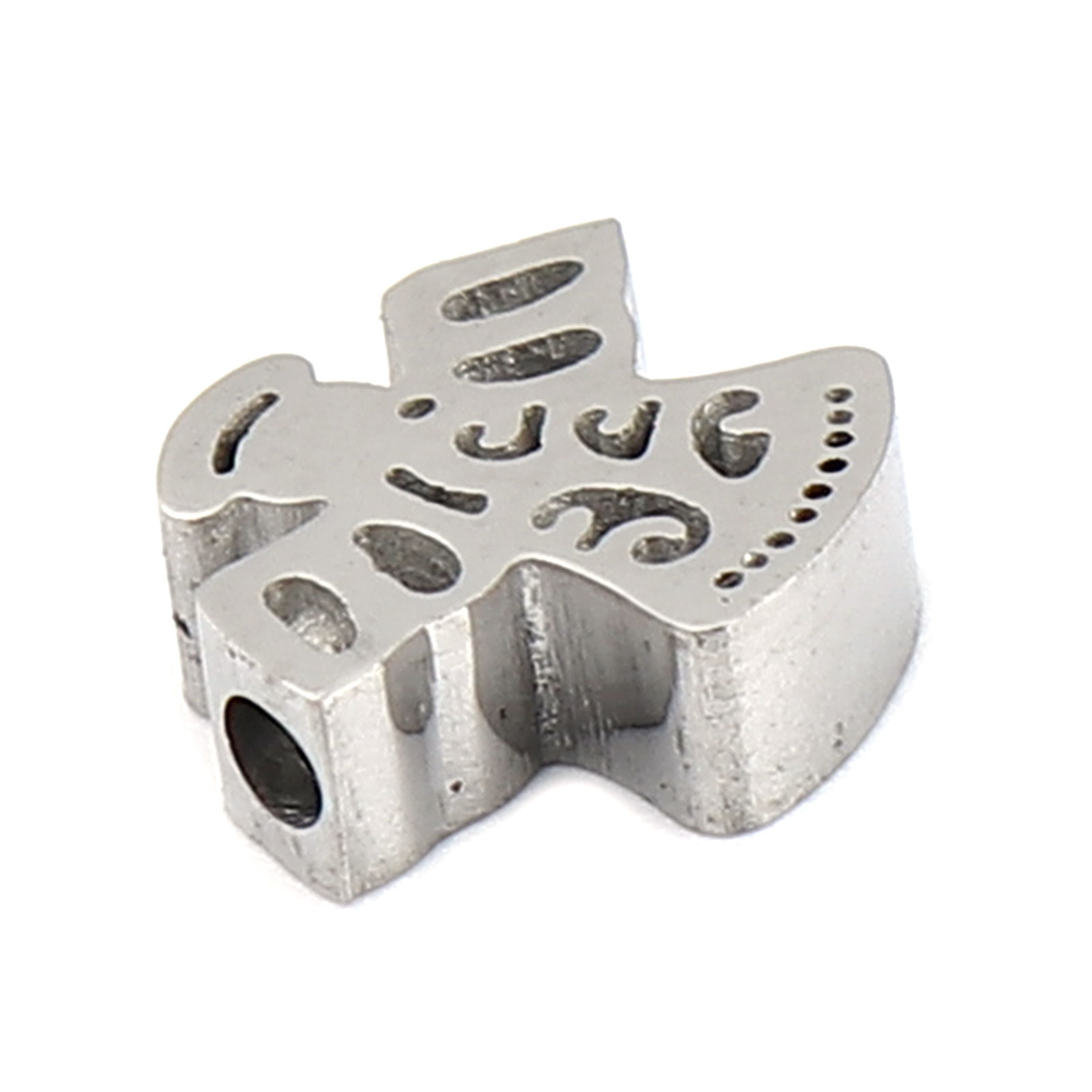 Picture of 304 Stainless Steel Religious Beads Angel Silver Tone 12mm x 10mm, Hole: Approx 1.7mm, 3 PCs