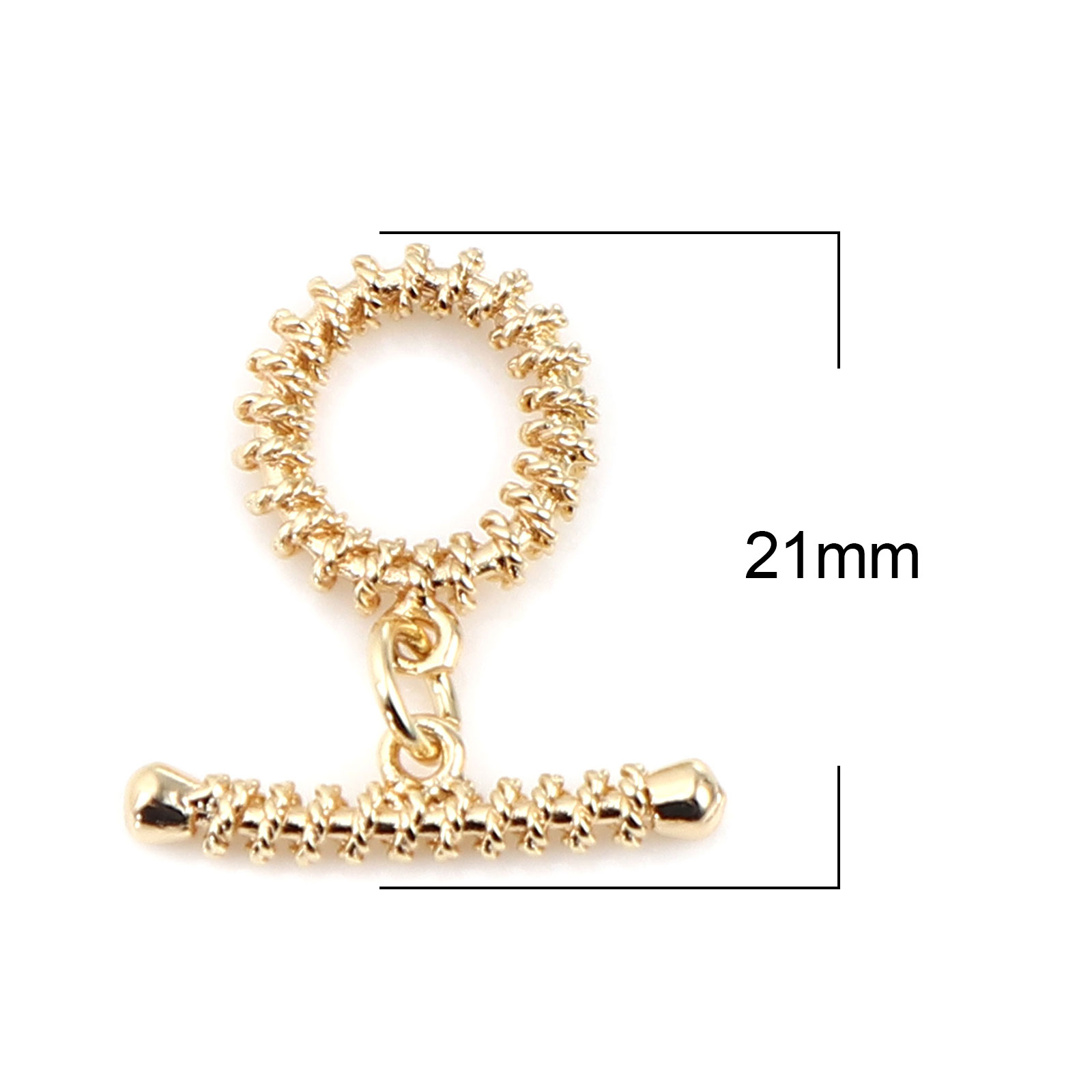 Picture of Brass Toggle Clasps Circle Ring 18K Real Gold Plated 21mm x 19mm, 2 PCs