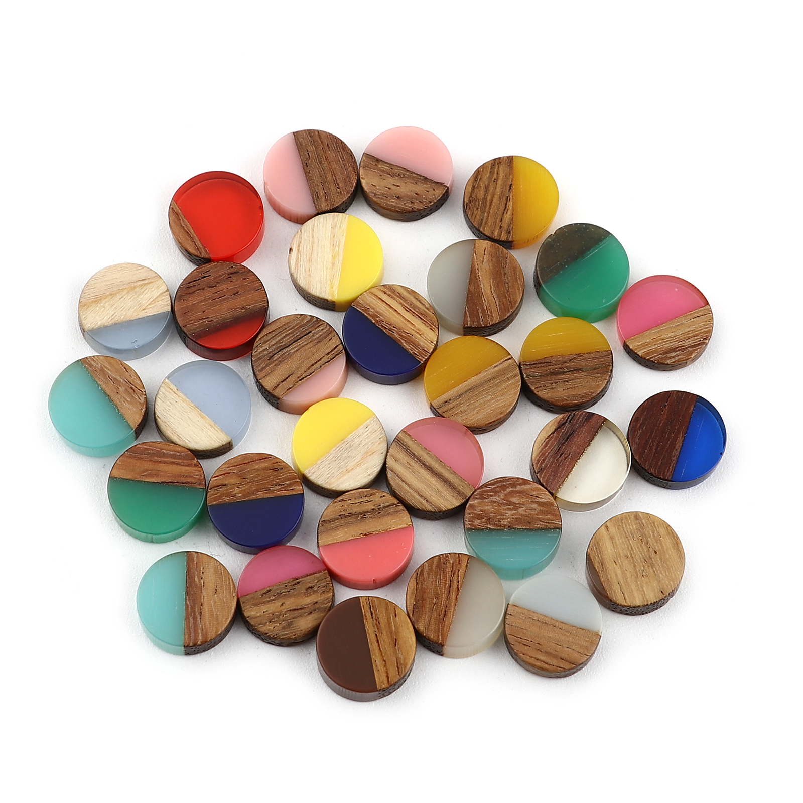 Immagine di Legno & Resina Resina Effetto Legno Dome Seals Cabochon Tondo A Random 10mm Dia, 10 Pz