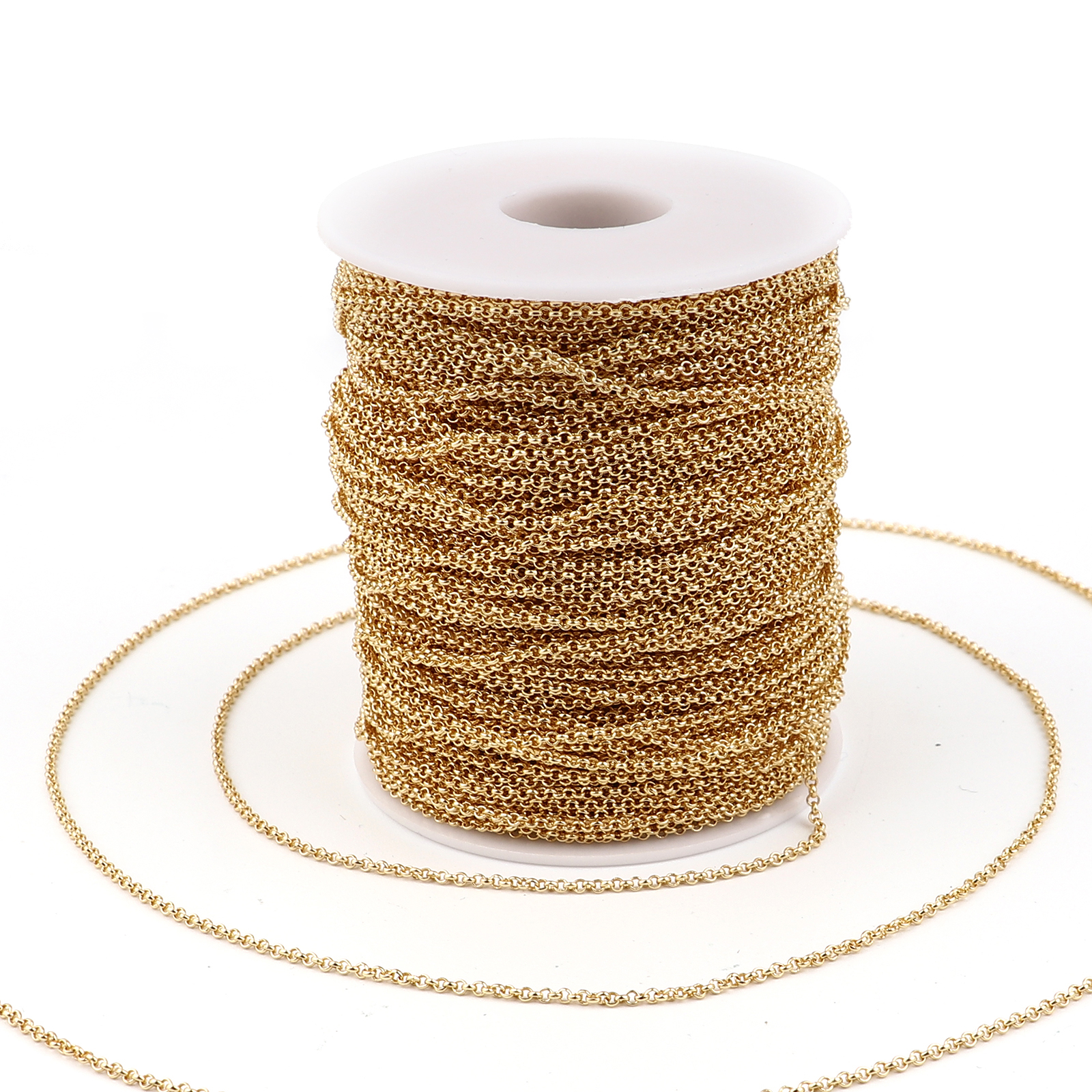 Picture of Brass Link Cable Chain Findings Real Gold Plated 2x2mm, 1 M