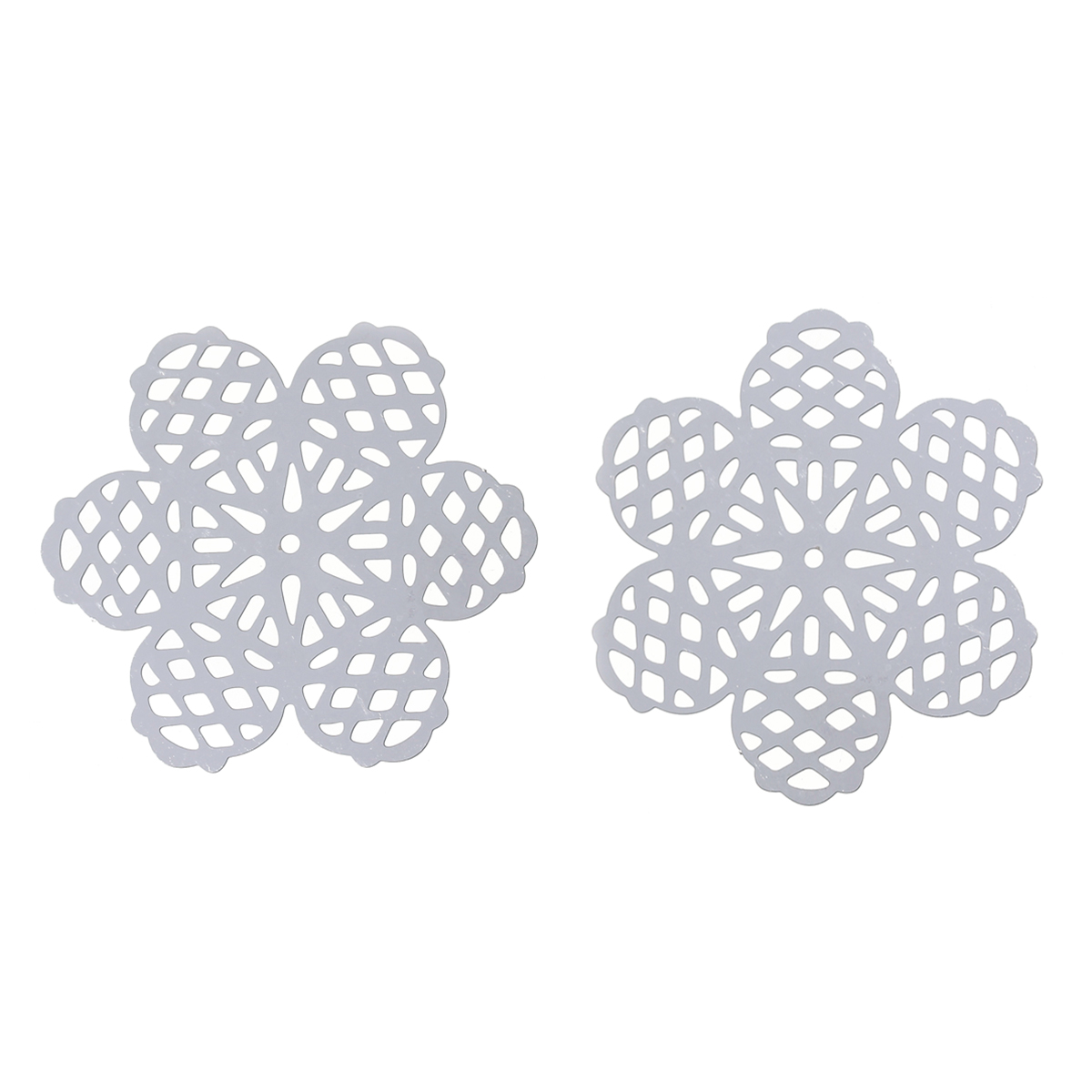 Bild von 304 Edelstahl Filigran Verbinder Verzierung Blumen Silberfarben 42mm x 38mm, 10 Stück