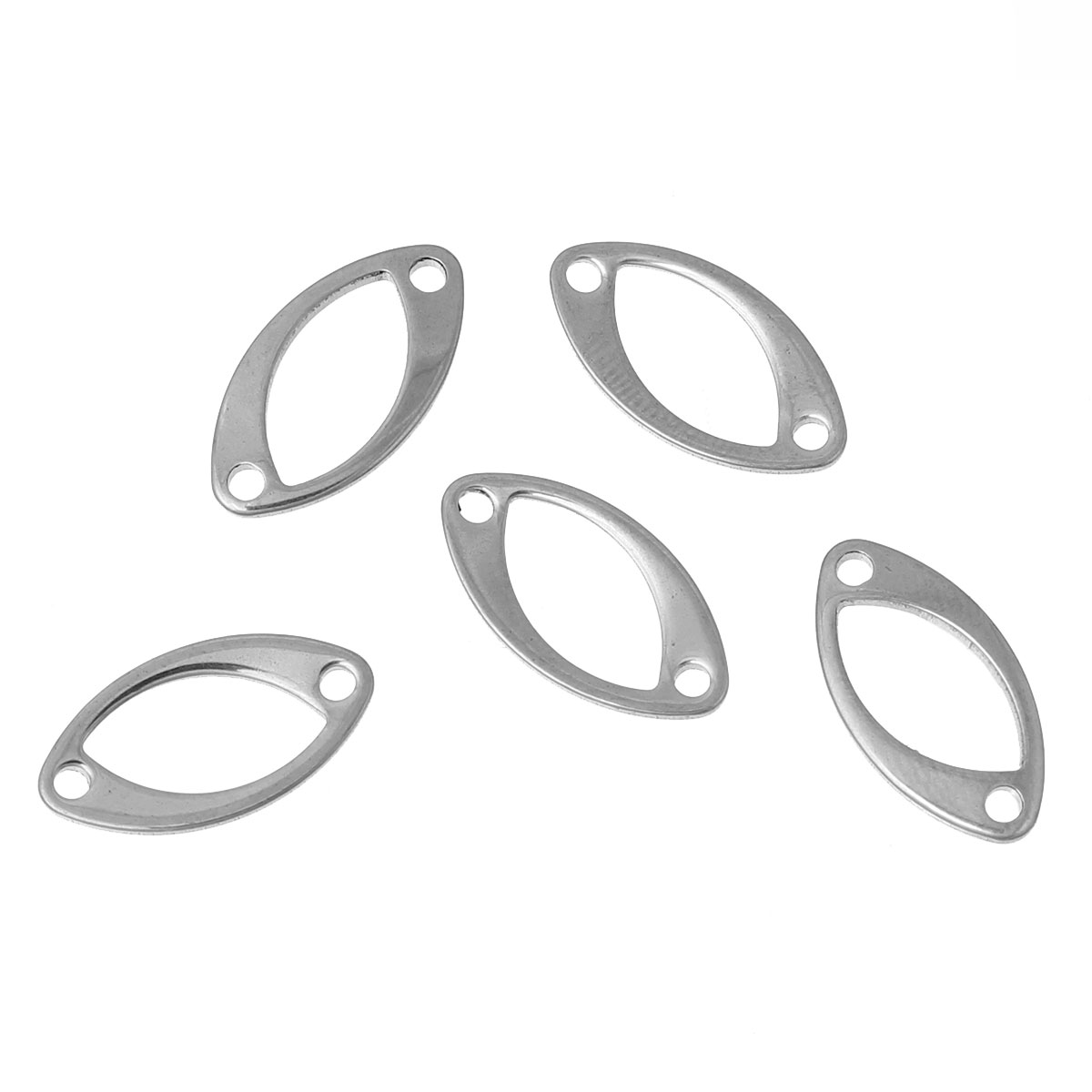 Immagine di Acciaio Inossidabile Connettore Accessori Olive Tono Argento Filigrana 18mm x 9mm, 10 Pz