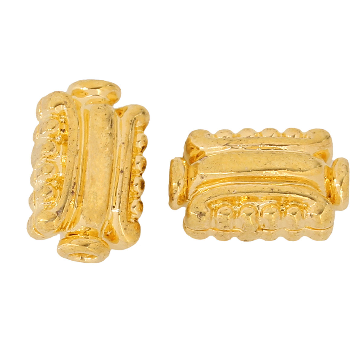 Picture of Brass Spacer Beads For DIY Jewelry Making 18K Gold Color Rectangle Stripe 11mm x 7mm, Hole: Approx 1.7mm, 5 PCs