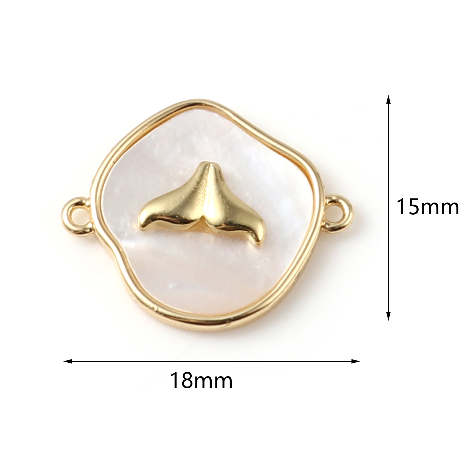 Picture of Natural Shell & Brass Connectors 18K Real Gold Plated Irregular White 18mm x 15mm, 1 Piece