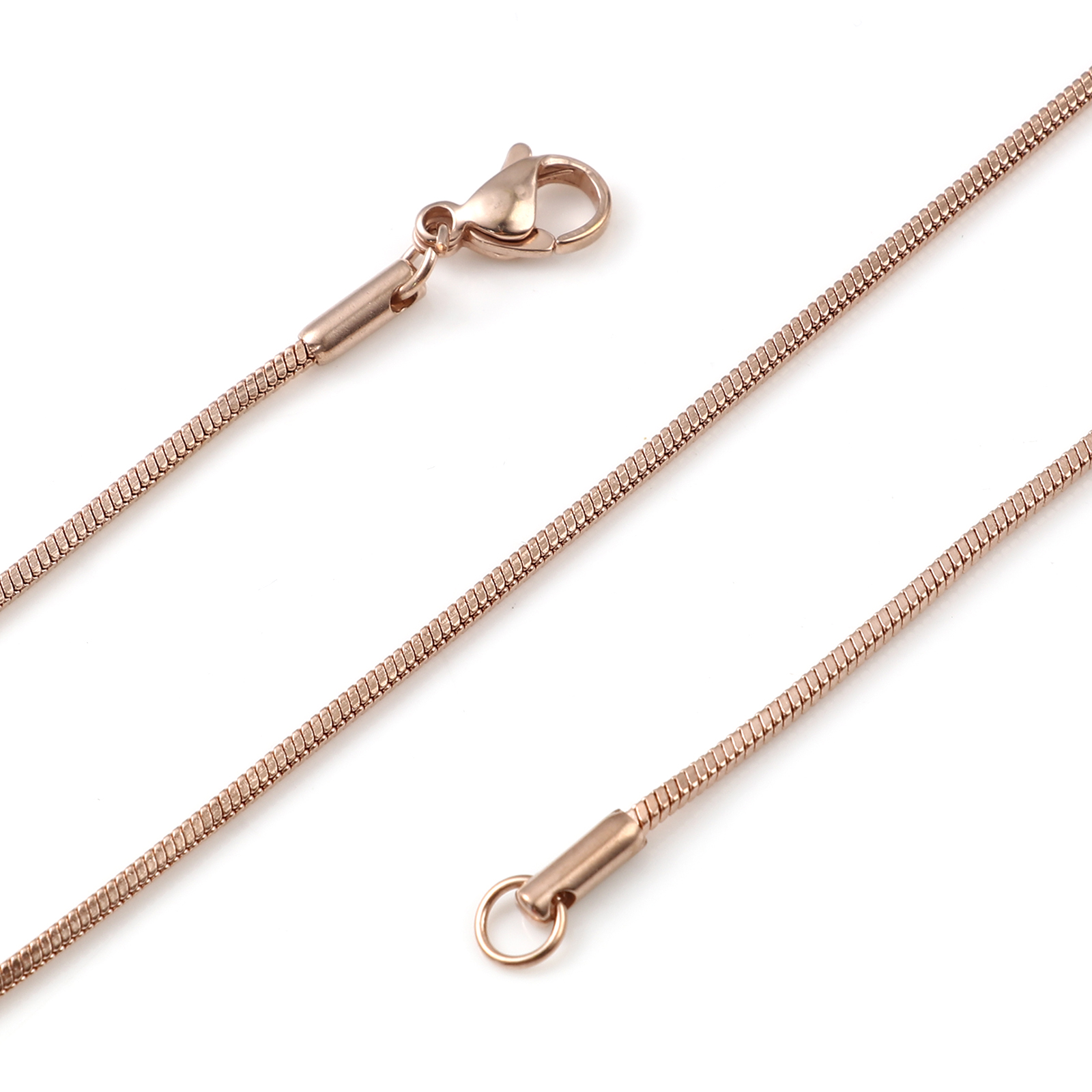 Изображение 1 ШТ вакуумное покрытие 304 Нержавеющая Сталь Браслеты цепь змейка Ожерелья Розово-золотой 50.5см Длина