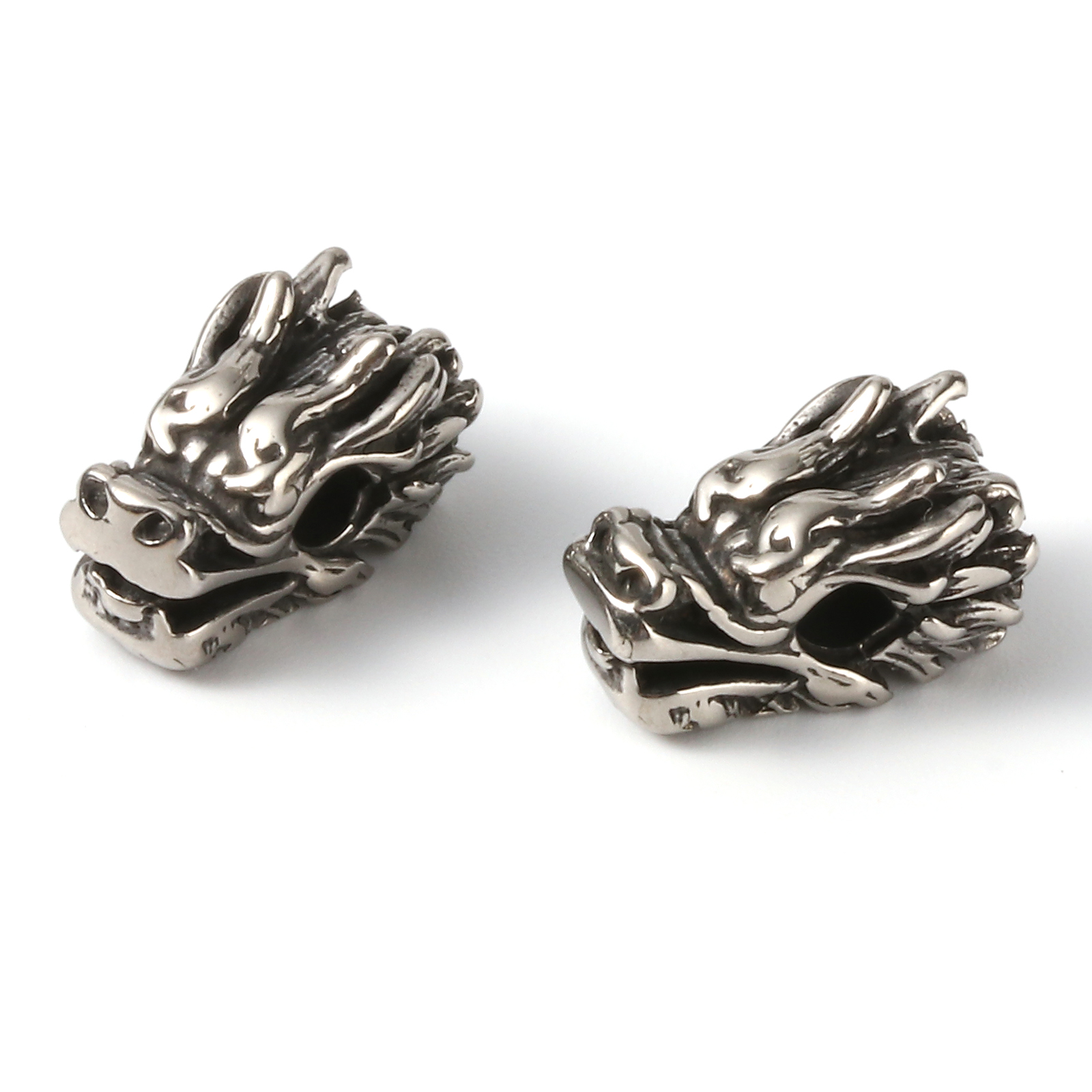 Bild von 2 Stück Umweltfreundliche PVD-Vakuumbeschichtung Edelstahl Perlen zur DIY-Schmuckherstellung Metallschwarz Drache 12mm x 7mm, Loch: ca. 2.4mm