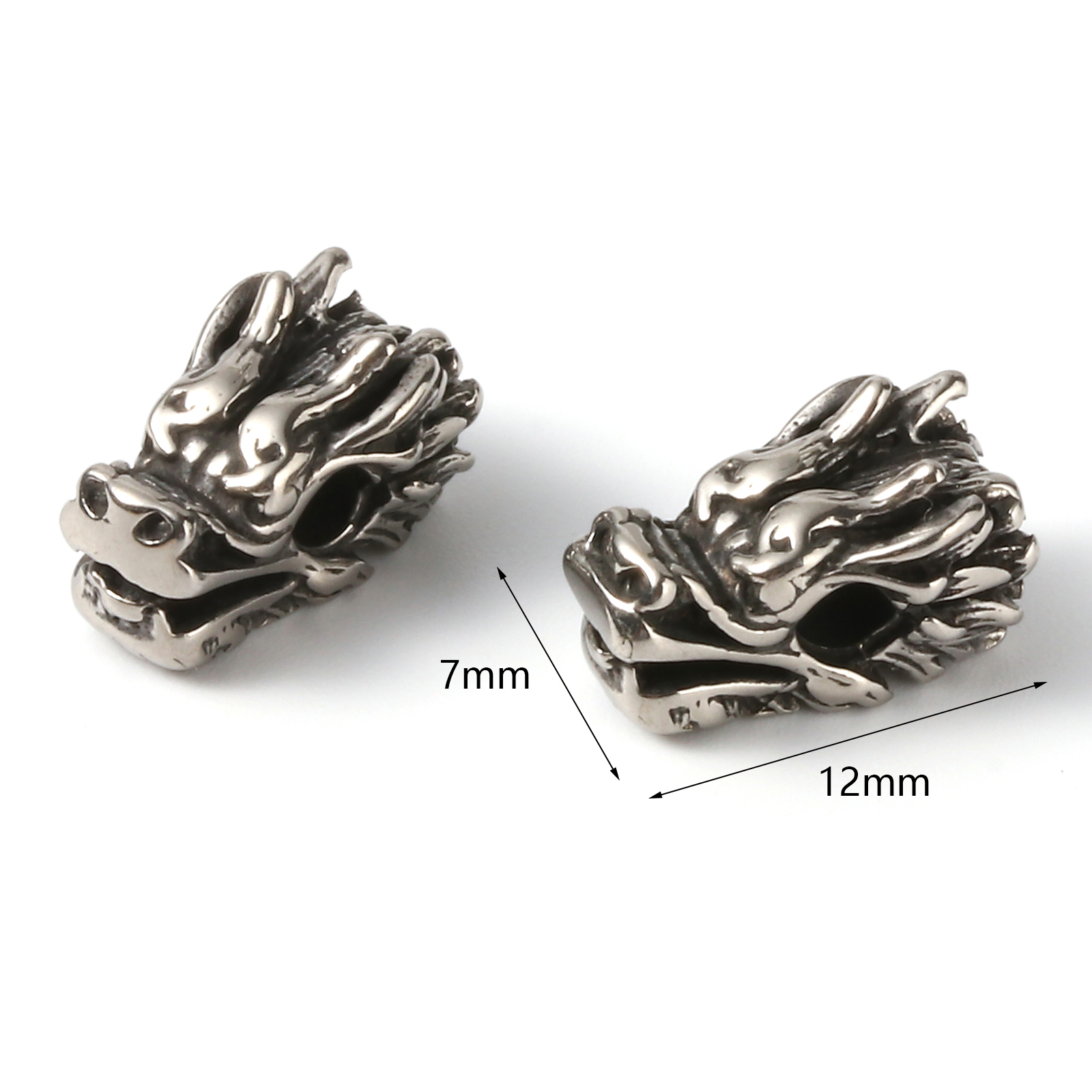 Bild von 2 Stück Umweltfreundliche PVD-Vakuumbeschichtung Edelstahl Perlen zur DIY-Schmuckherstellung Metallschwarz Drache 12mm x 7mm, Loch: ca. 2.4mm