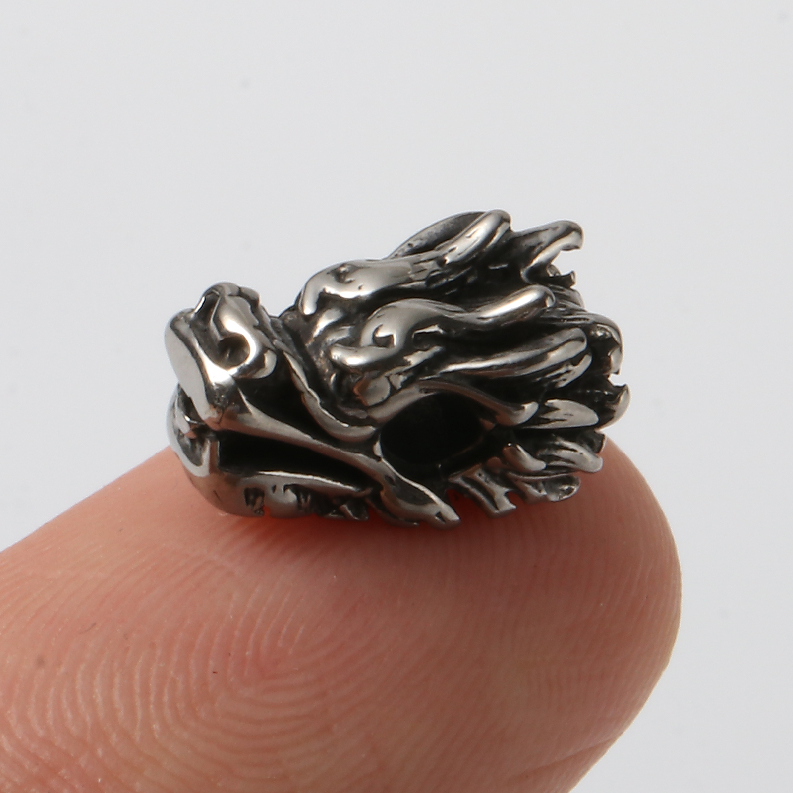 Bild von 2 Stück Umweltfreundliche PVD-Vakuumbeschichtung Edelstahl Perlen zur DIY-Schmuckherstellung Metallschwarz Drache 12mm x 7mm, Loch: ca. 2.4mm
