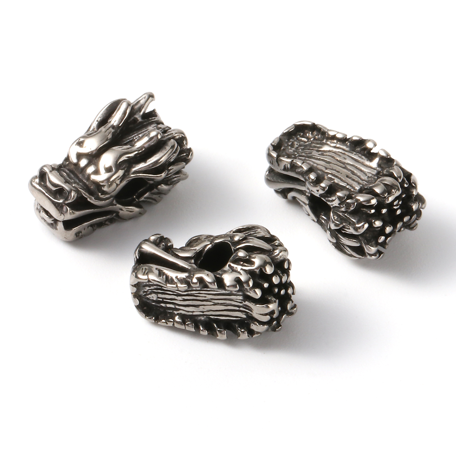 Bild von 2 Stück Umweltfreundliche PVD-Vakuumbeschichtung Edelstahl Perlen zur DIY-Schmuckherstellung Metallschwarz Drache 12mm x 7mm, Loch: ca. 2.4mm