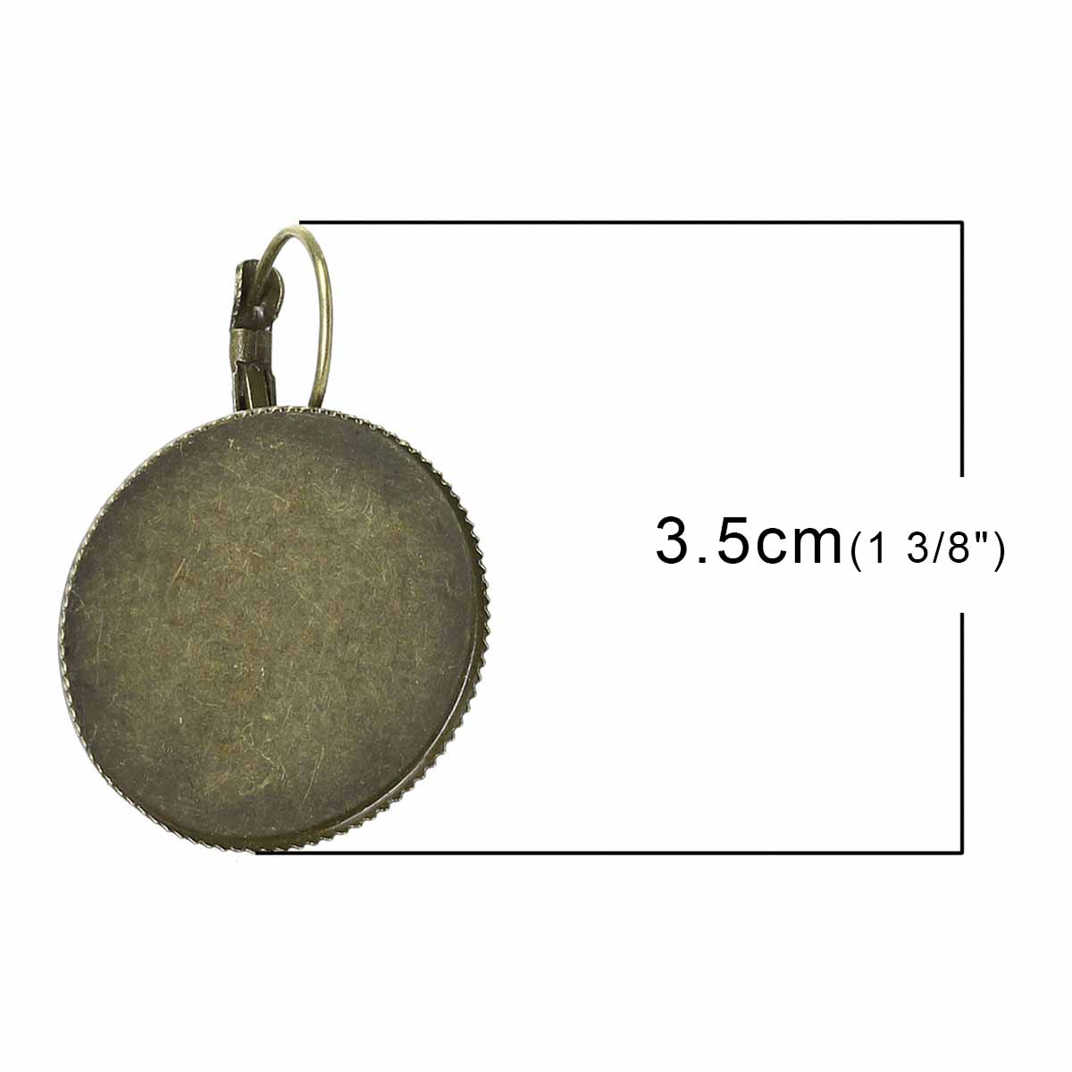 Bild von Messing Ohrring Ohrclip Rund Bronzefarbe für Cabochon (für 25mm D.) 35mm x 26mm, Drahtstärke: (20 gauge), 10 Stück