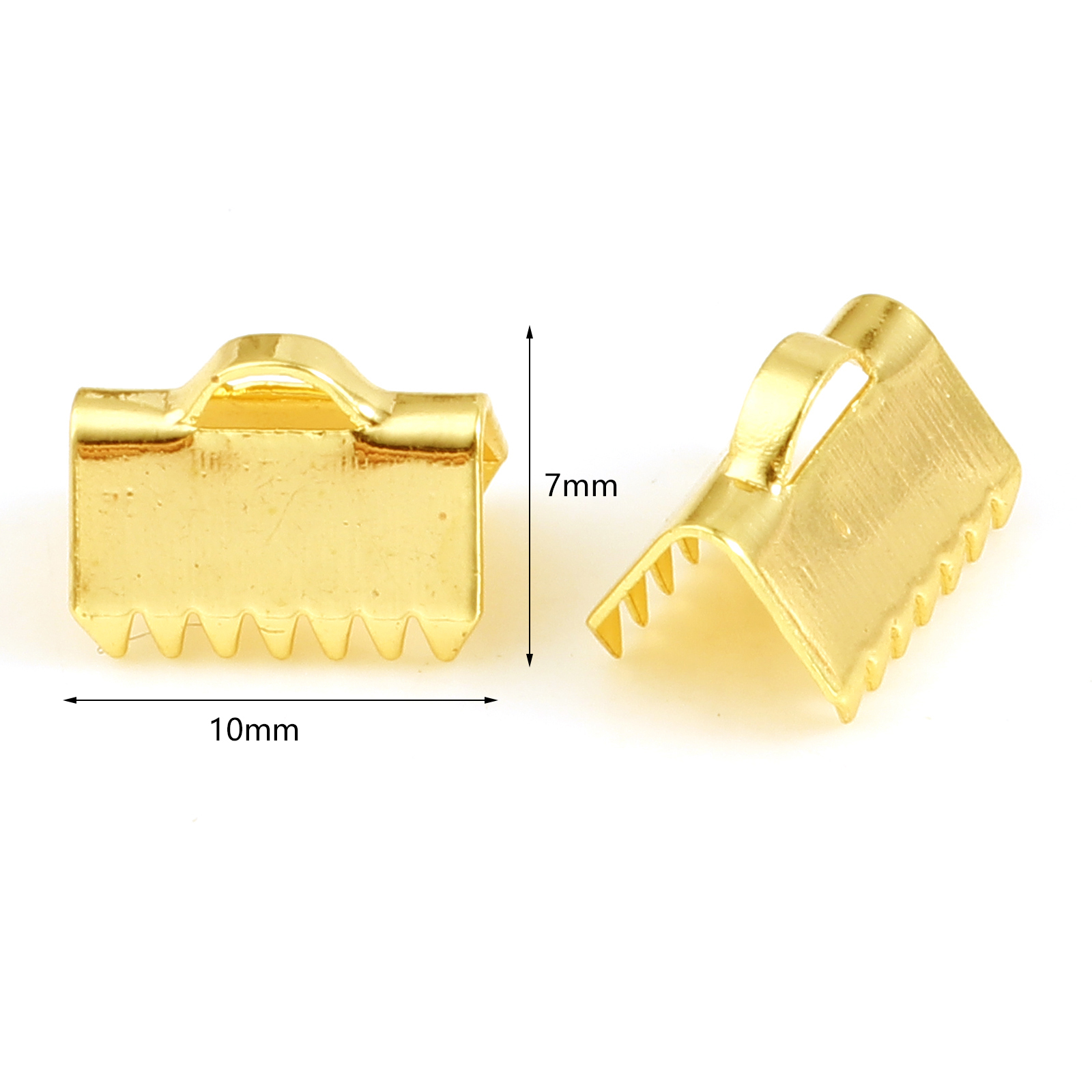 真鍮 チェーンエンド 18K リアルゴールドメッキ 長方形 10mmx 7mm、 10 個 の画像