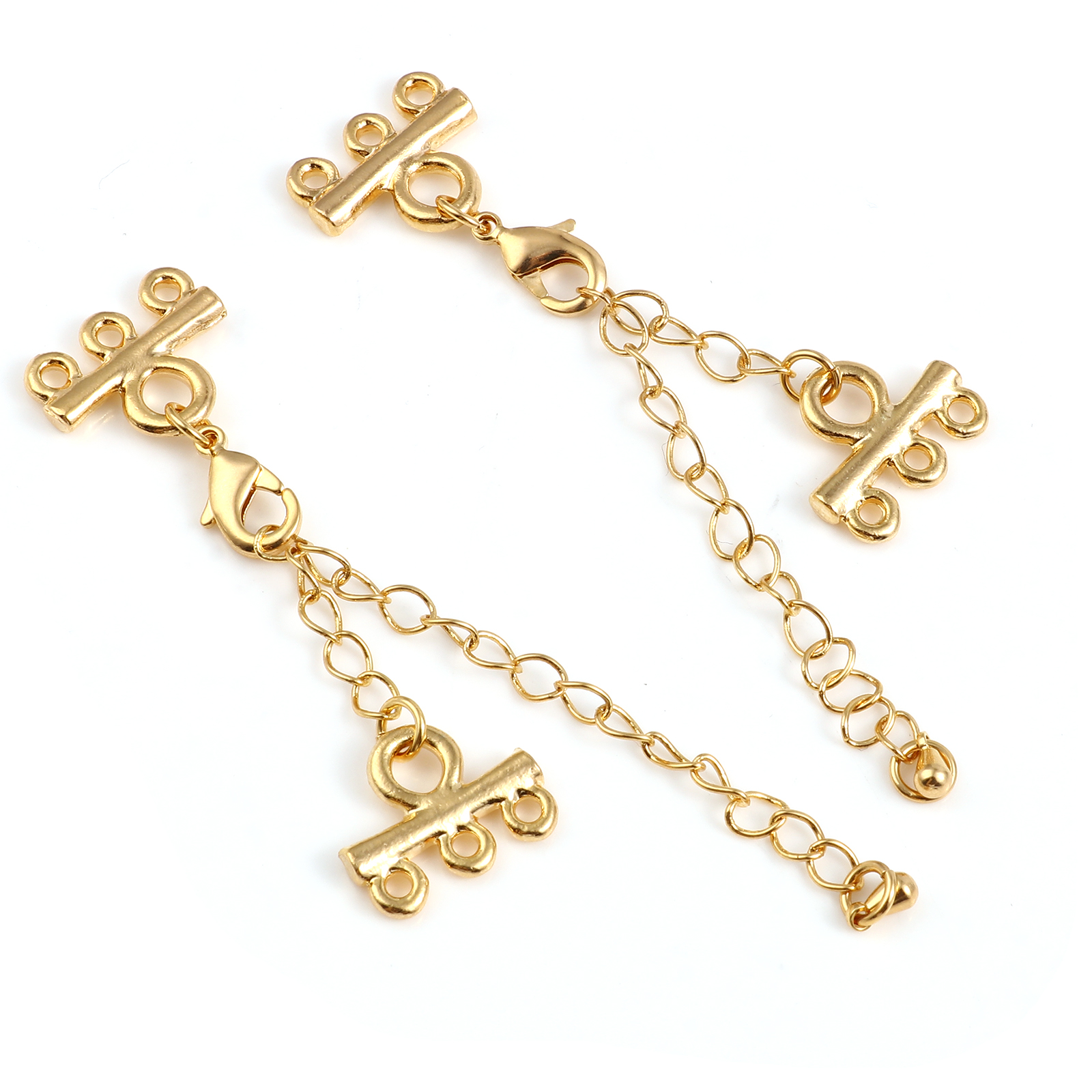 Picture of Brass Extender Chain With Chandelier Connectors 18K Real Gold Plated Drop 9.1cm, 1 Piece