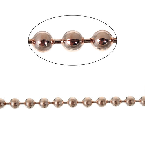 Picture of Brass Stretch Ball Chain Findings Rose Gold 2mm( 1/8") Dia, 5 M