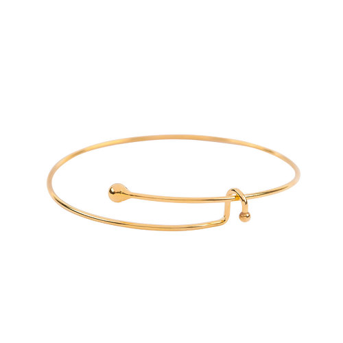Picture of Brass Expandable Bangles Bracelets Single Bar Round With Removable Ball End Cap Adjustable From