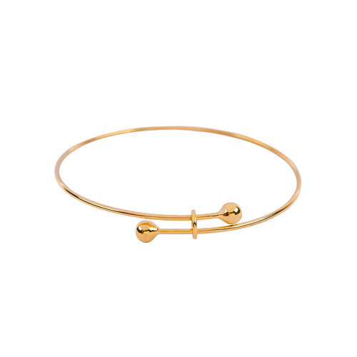 Picture of Brass Expandable Bangles Bracelets Single Bar Round With Removable Ball End Cap Adjustable From