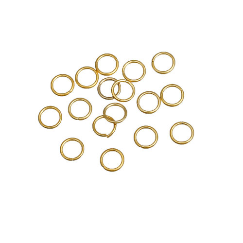 Picture of 50 PCs 6mm Dia., 0.8mm(20 gauge) Stainless Steel Open Jump Rings Findings For Jewelry Making Gold Plated Round