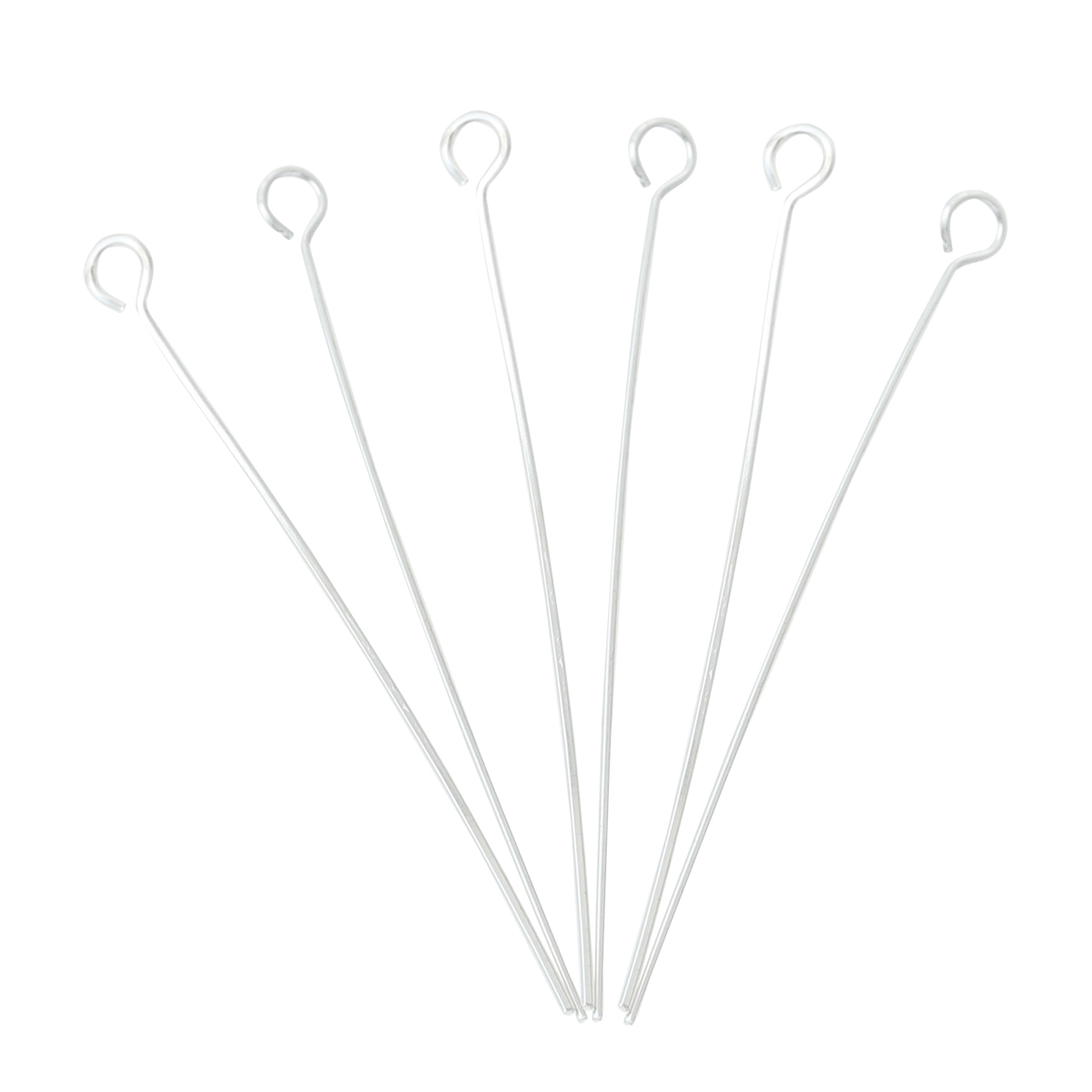 Picture of Brass Eye Pins Silver Plated 3.5cm(1 3/8") long, 0.5mm ( 24 gauge), 100 PCs