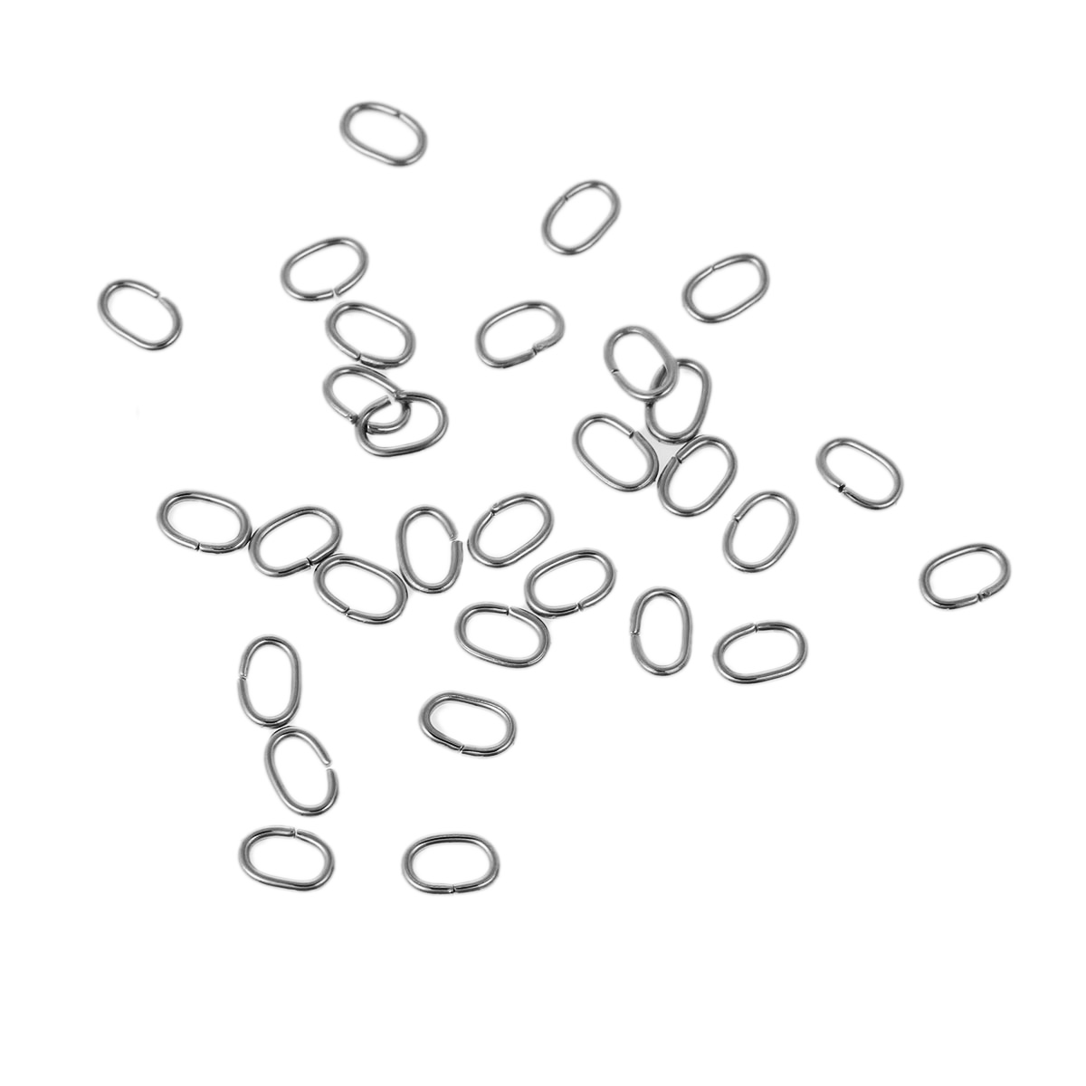 Picture of 200 PCs 7mm x 5mm, 1mm(18 gauge) 304 Stainless Steel Open Jump Rings Findings For Jewelry Making Silver Tone Oval