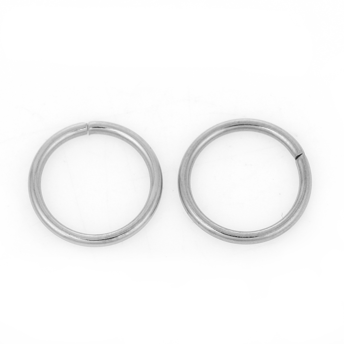 Picture of 200 PCs 12mm Dia., 1.2mm(17 gauge) Stainless Steel Open Jump Rings Findings For Jewelry Making Silver Tone Round