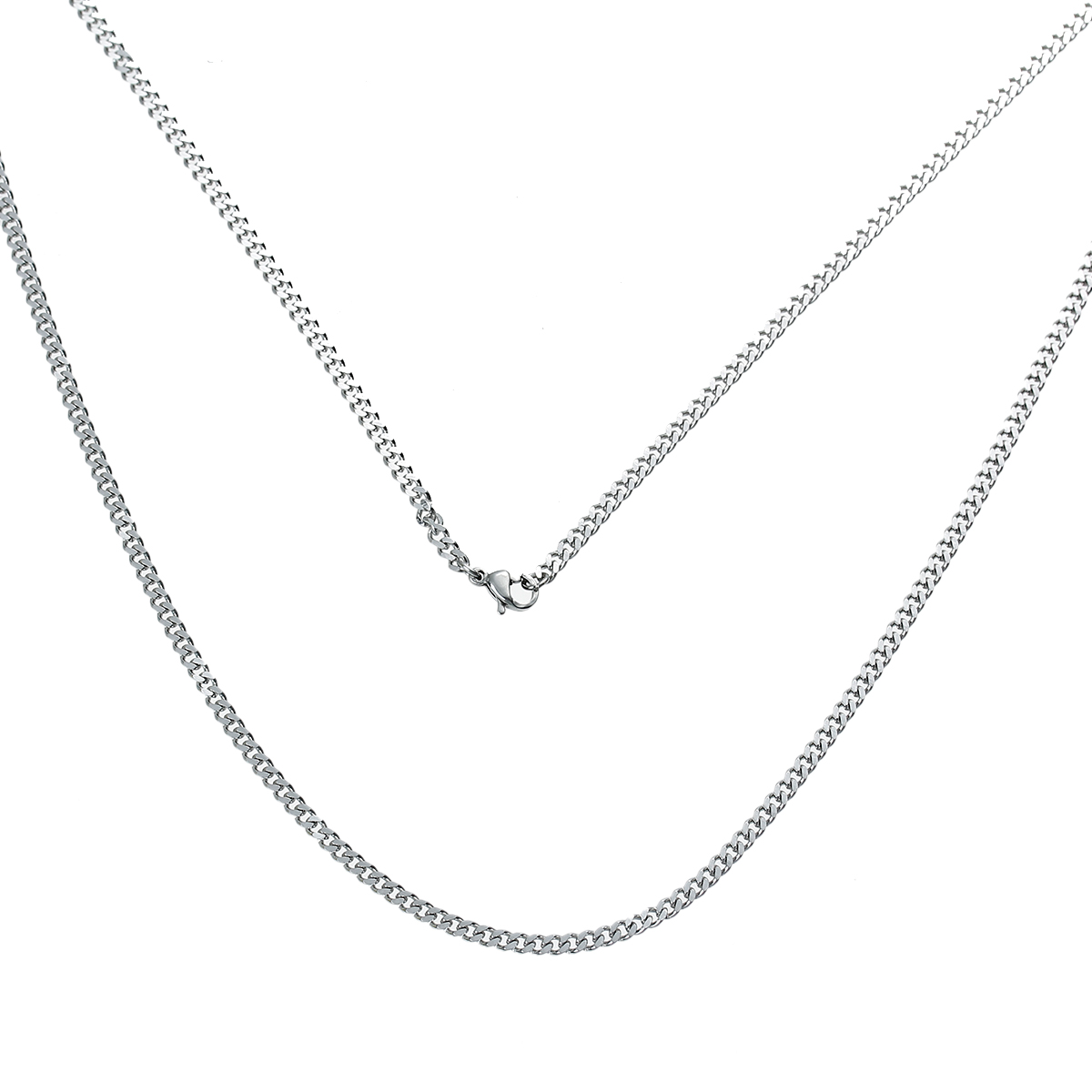 Picture of 304 Stainless Steel Jewelry Chain Necklace Silver Tone Link Curb Chain 61.5cm(24 2/8") long, Chain Size: 4x2.7mm(1/8"x1/8"), 1 Piece