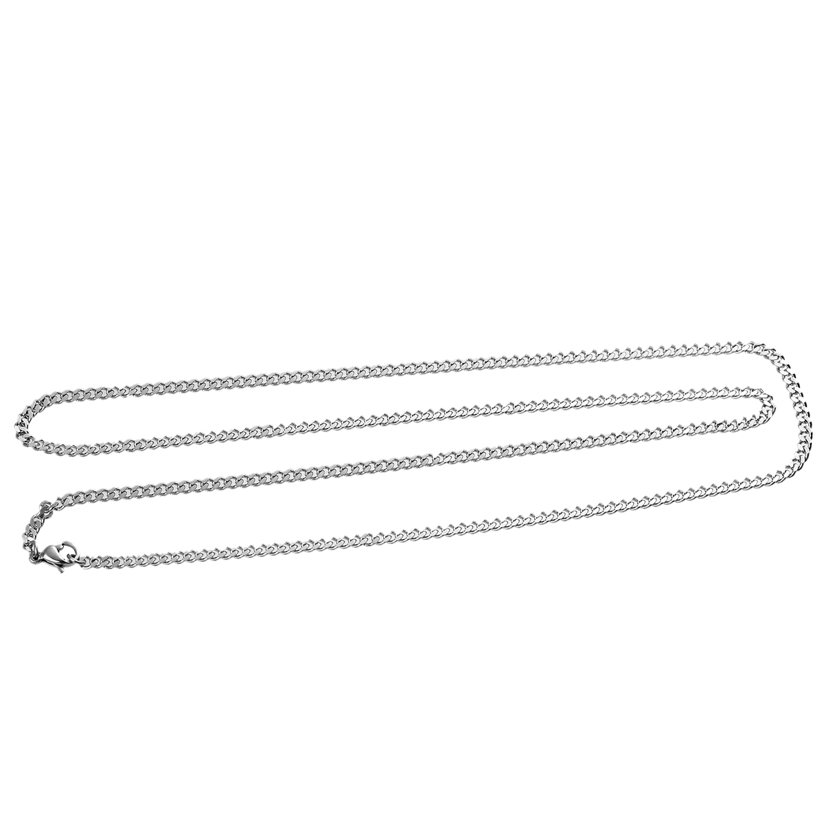 Picture of 304 Stainless Steel Jewelry Chain Necklace Silver Tone Link Curb Chain 61.5cm(24 2/8") long, Chain Size: 4x2.7mm(1/8"x1/8"), 1 Piece